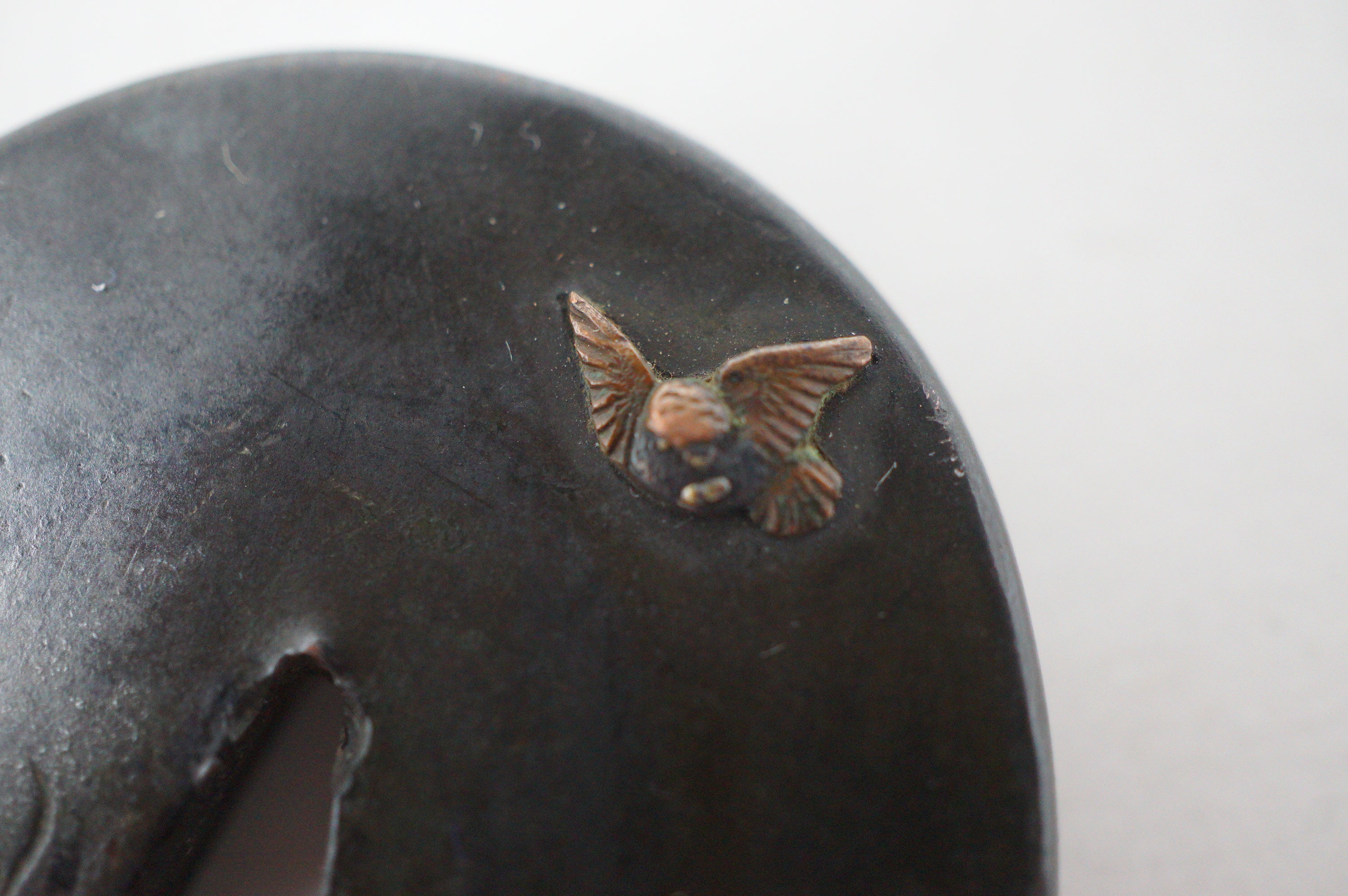 Japanese Tsuba Bronze Tanto Guard with fine Images & Signed 1201F12