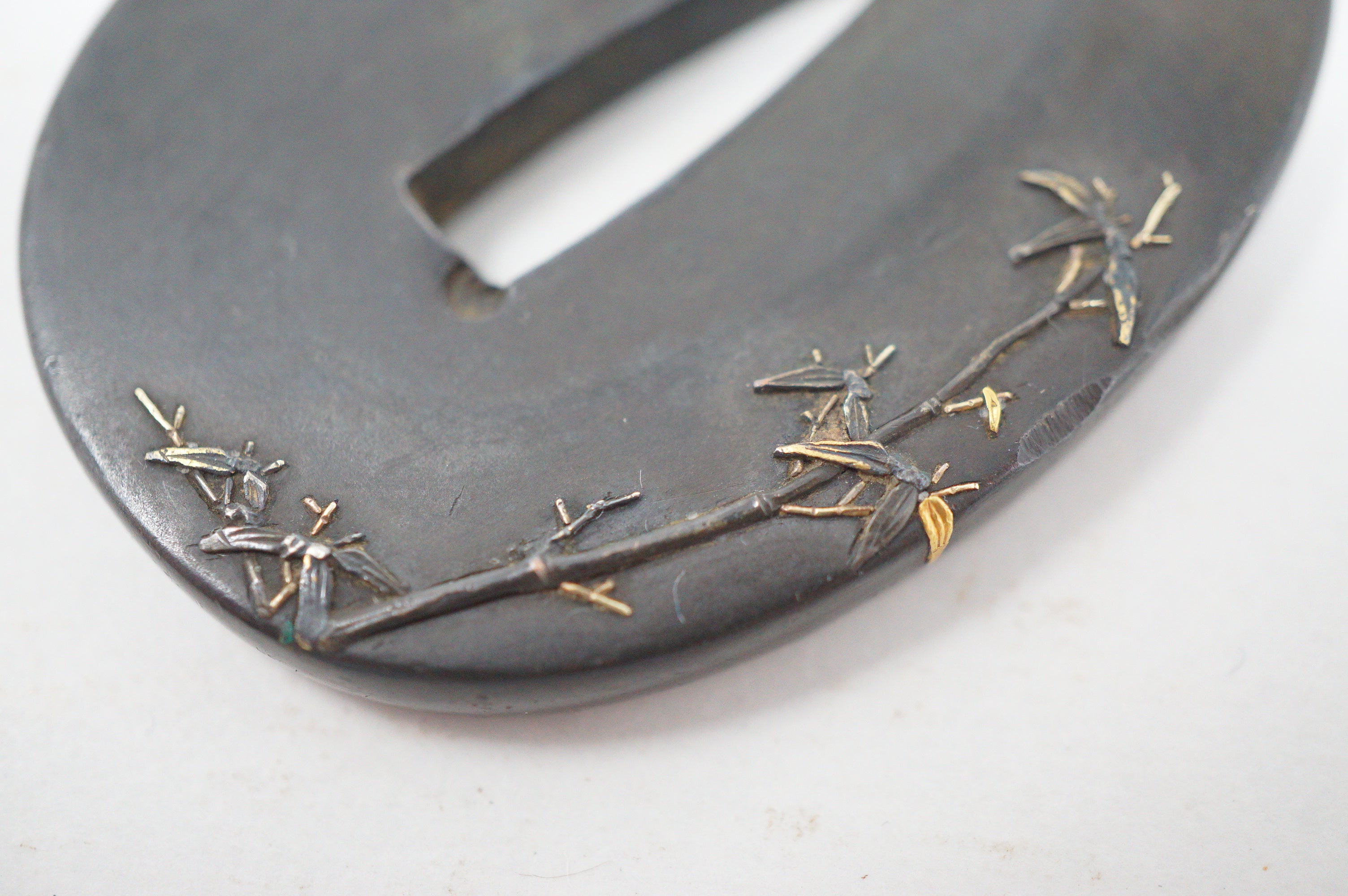 Japanese Tsuba Bronze Tanto Guard with fine Images & Signed 1201F12