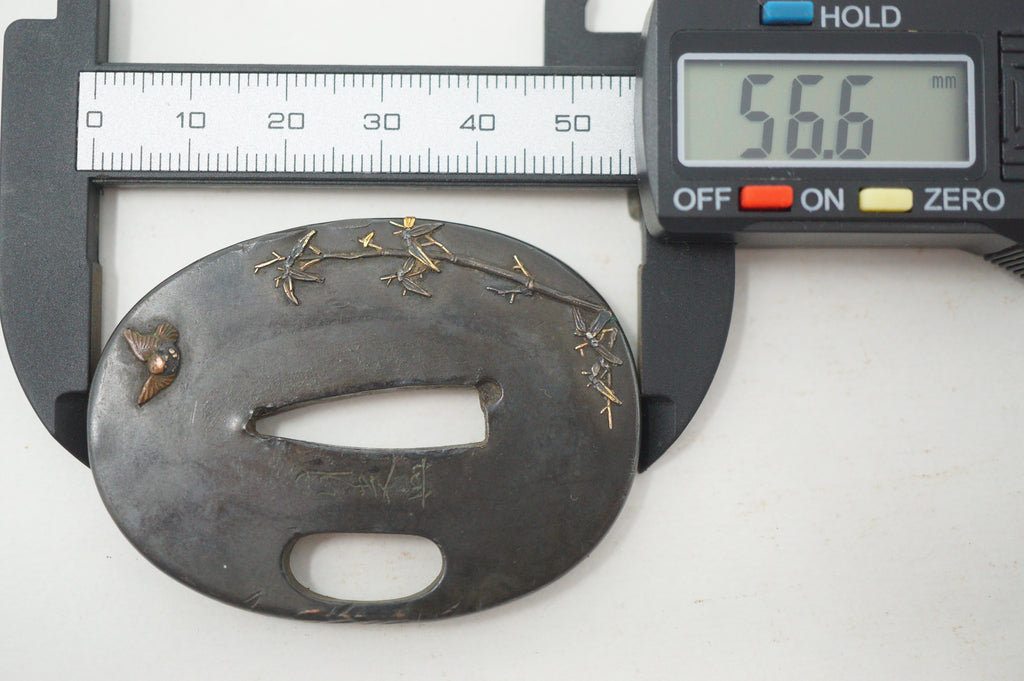Japanese Tsuba Bronze Tanto Guard with fine Images & Signed 1201F12