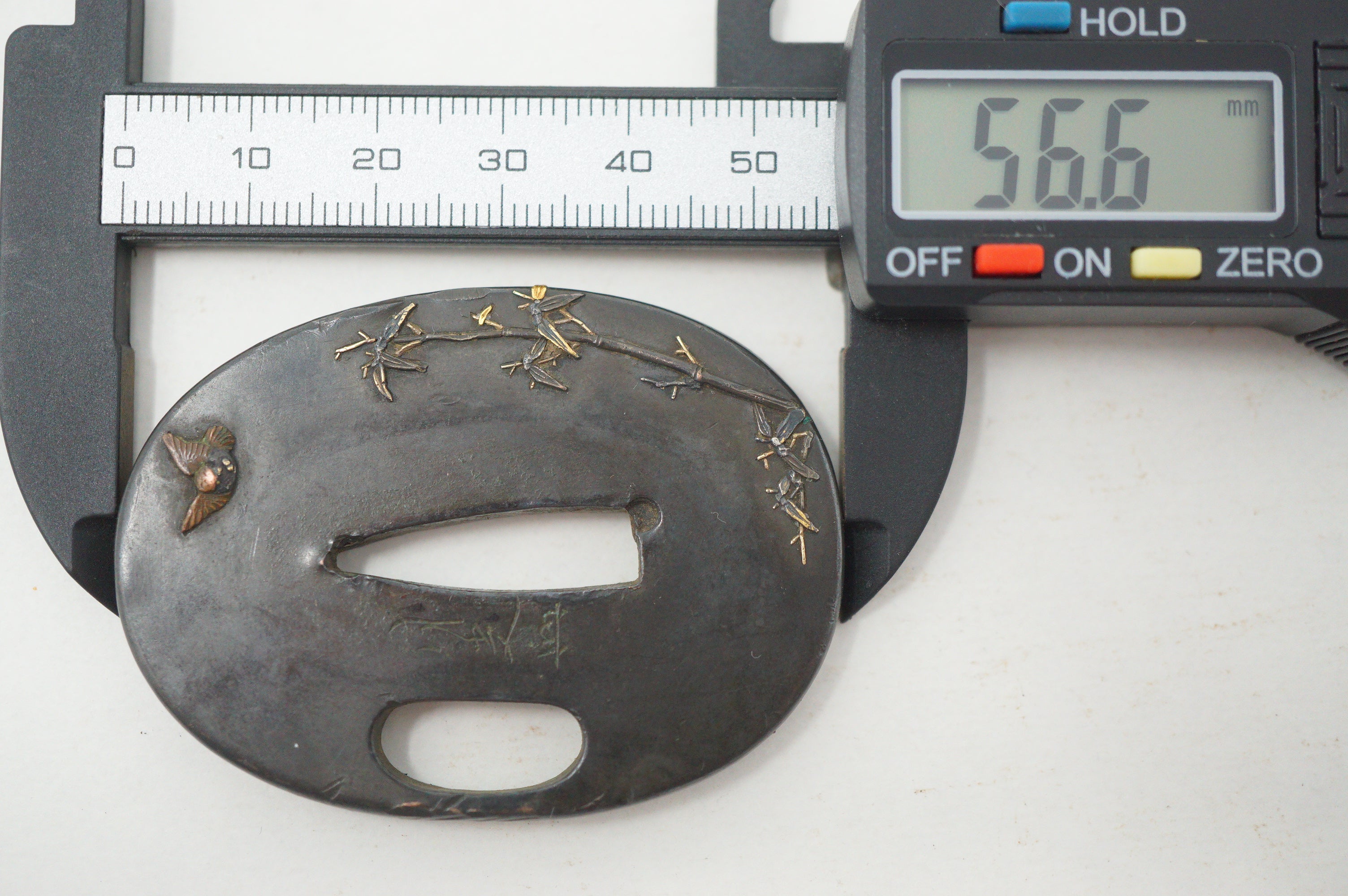 Japanese Tsuba Bronze Tanto Guard with fine Images & Signed 1201F12