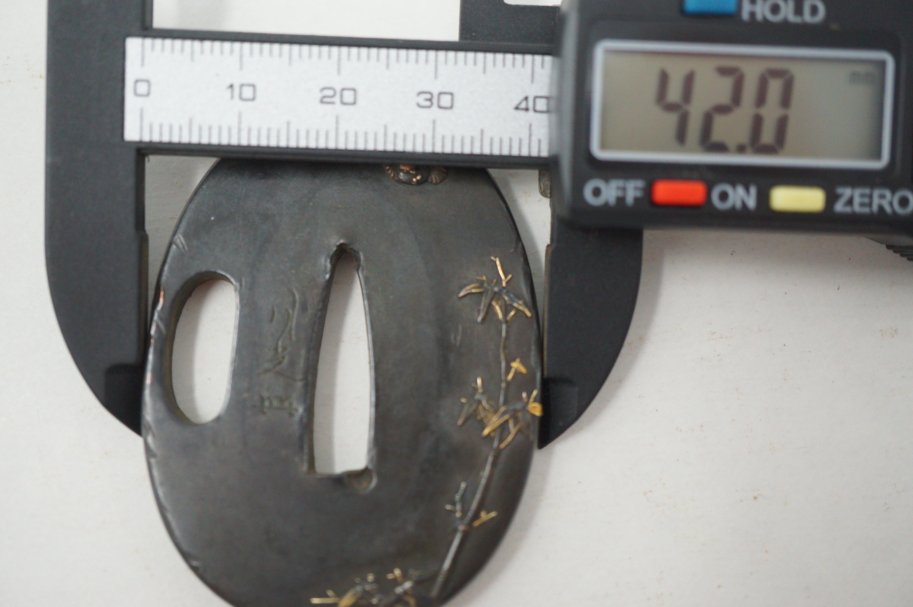 Japanese Tsuba Bronze Tanto Guard with fine Images & Signed 1201F12