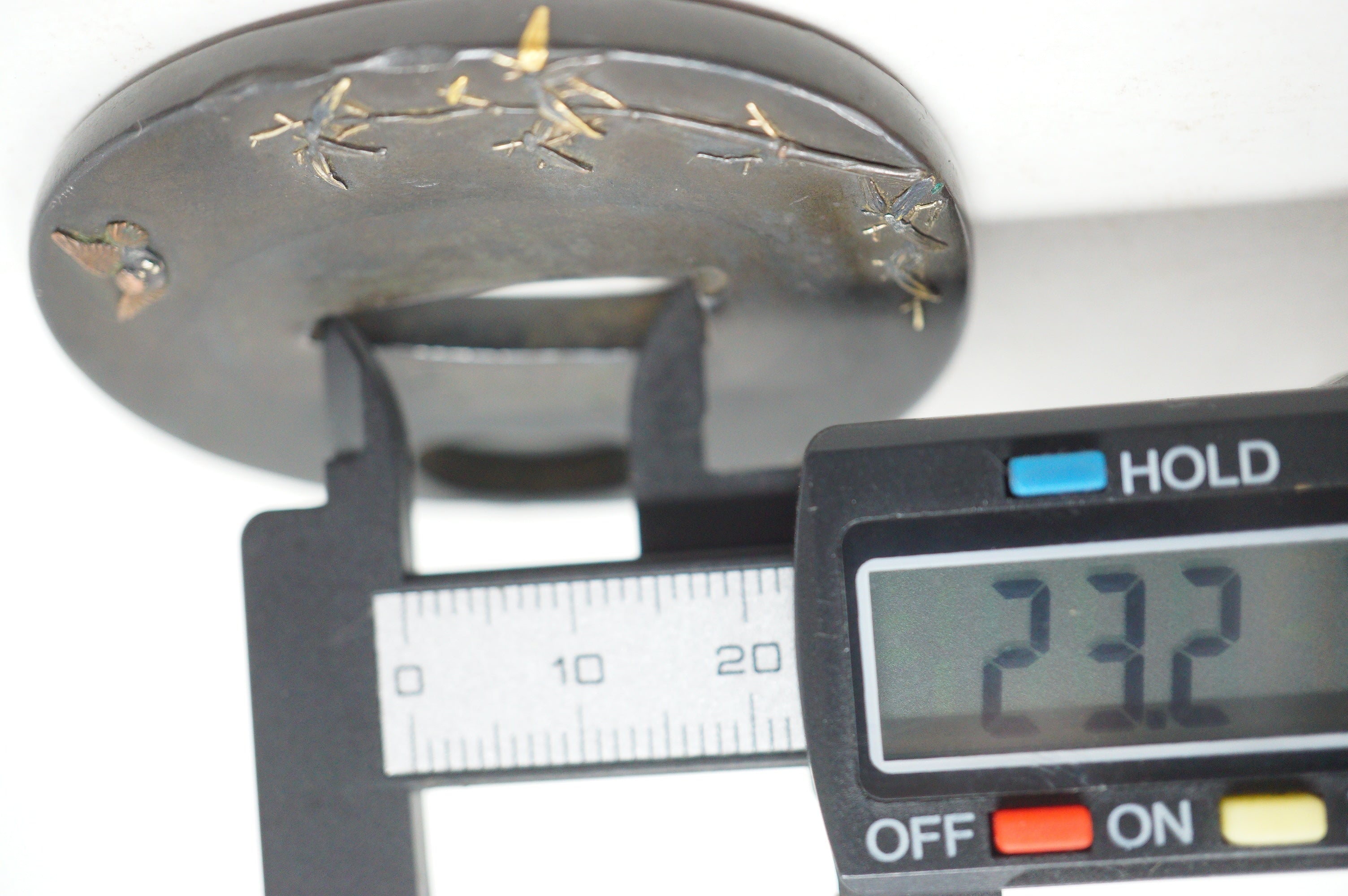 Japanese Tsuba Bronze Tanto Guard with fine Images & Signed 1201F12