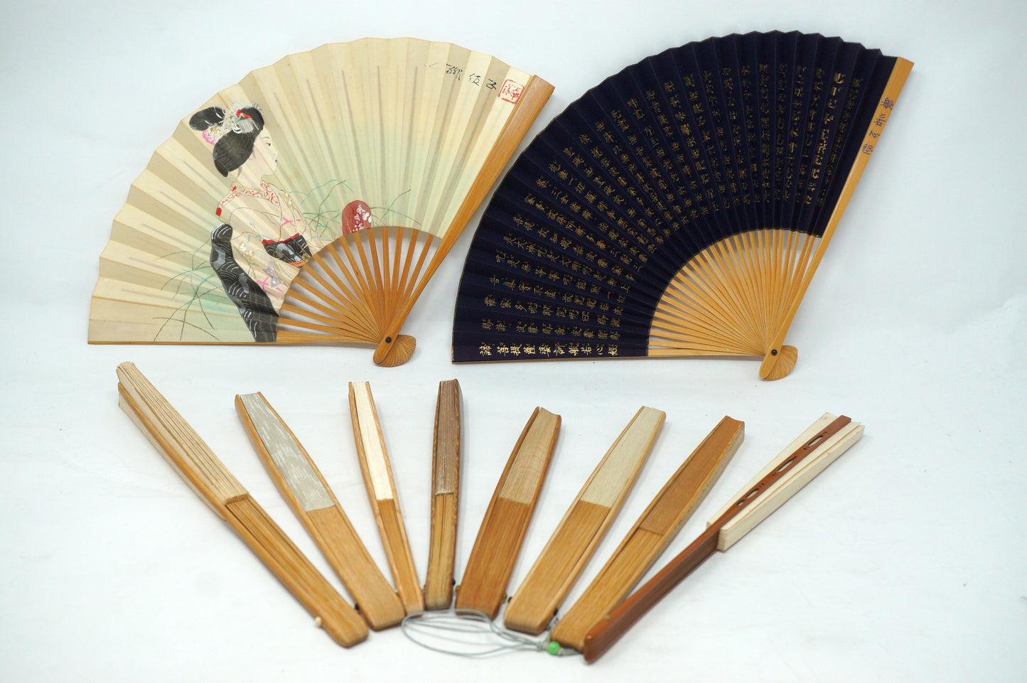 Japanische Sensu Faltfächer-Kollektion x10 Vintage Original 扇子 aus Japan 1127D12