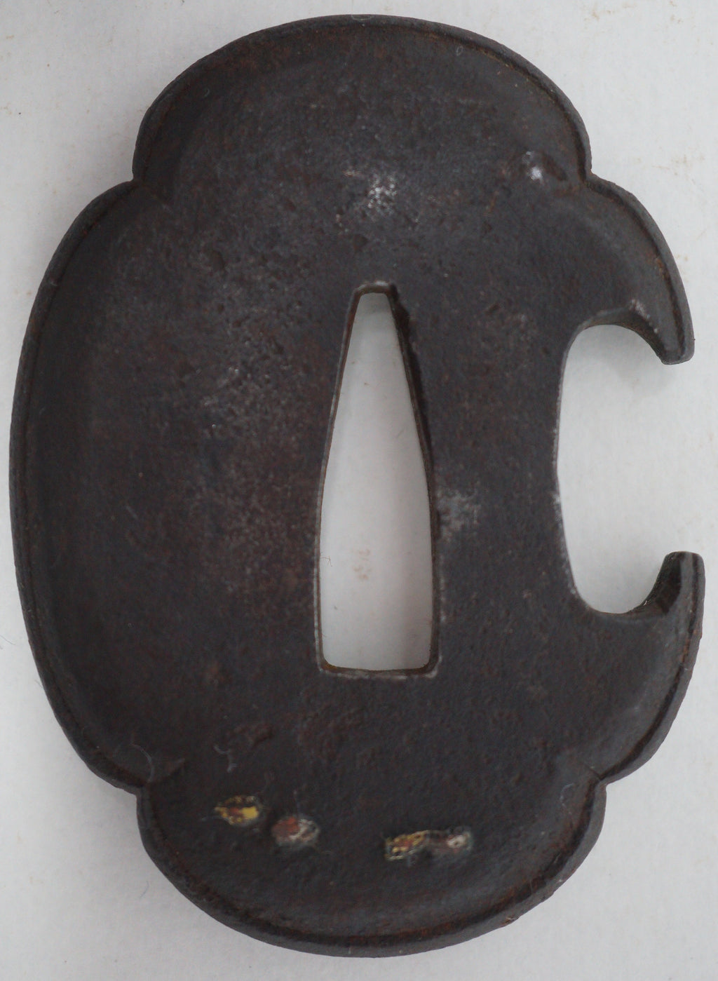 Japanese Tsuba Tanto Iron Guard with fine Images unique Edge from Japan 1201F13