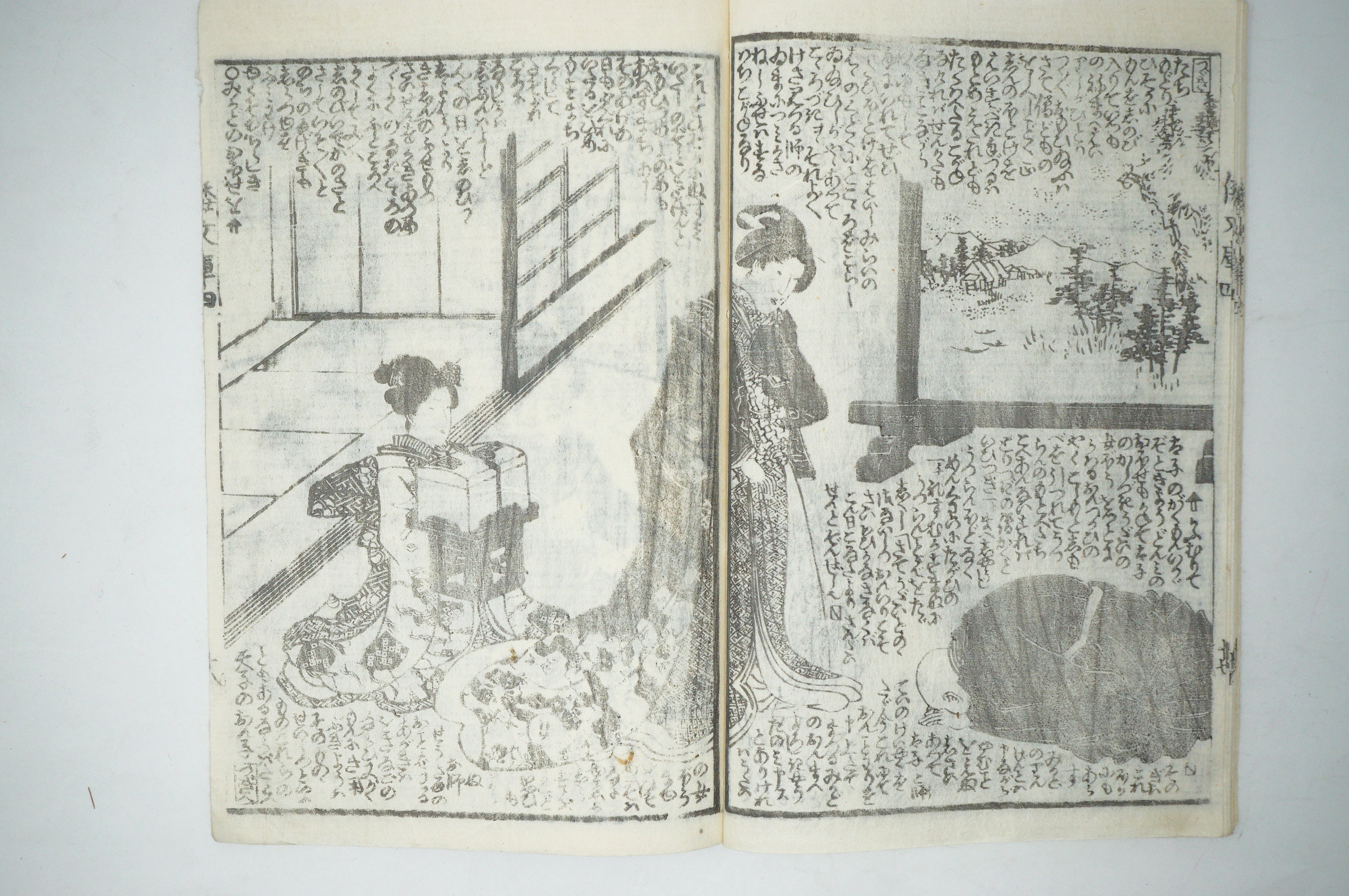 Antique Japanese Manga Book with detailed Woodblock Printed Images from Japan 0928D13
