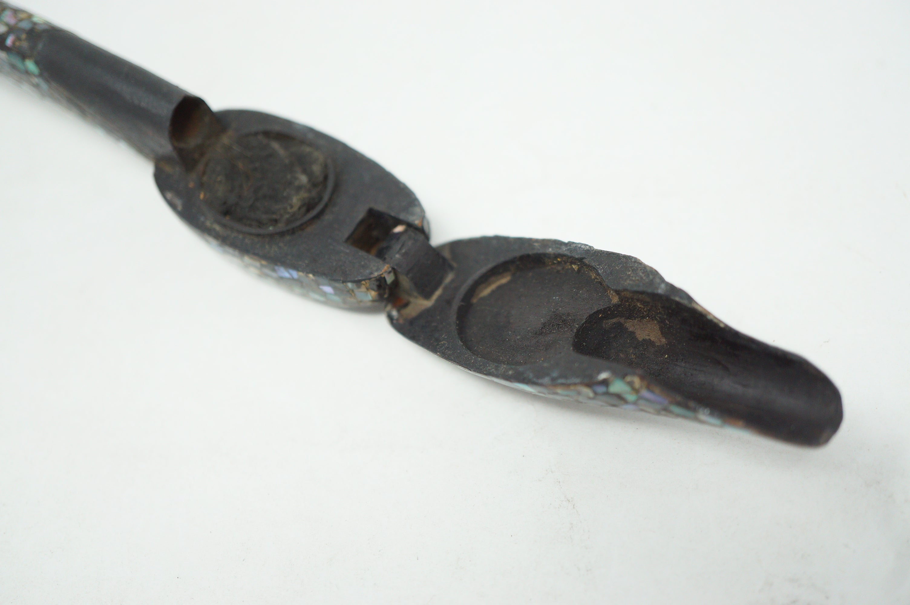Japanischer Yatate Tintenbehälter aus Holz mit feinem Muschel-Design aus Japan 0910E13 