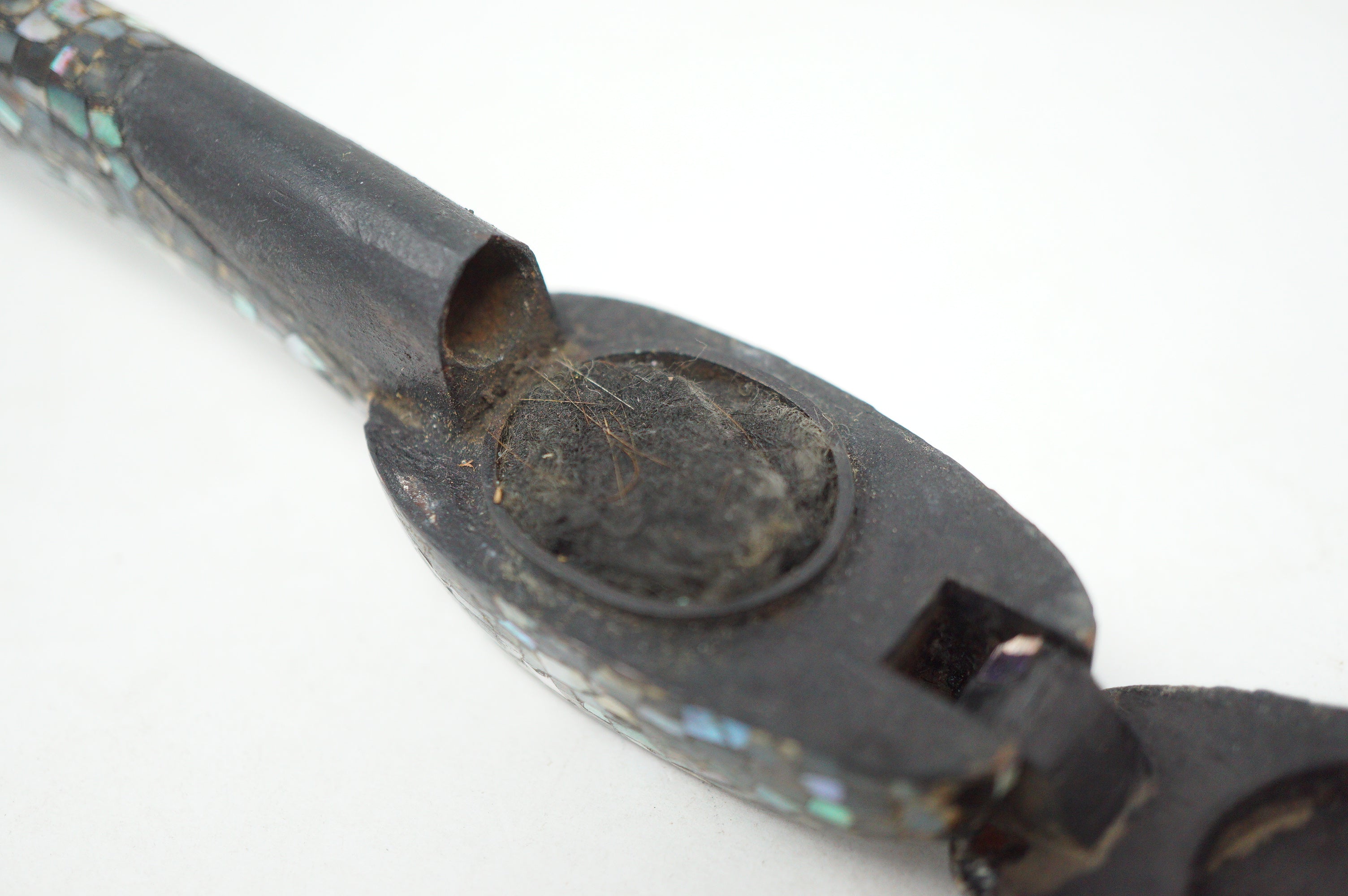 Japanischer Yatate Tintenbehälter aus Holz mit feinem Muschel-Design aus Japan 0910E13 