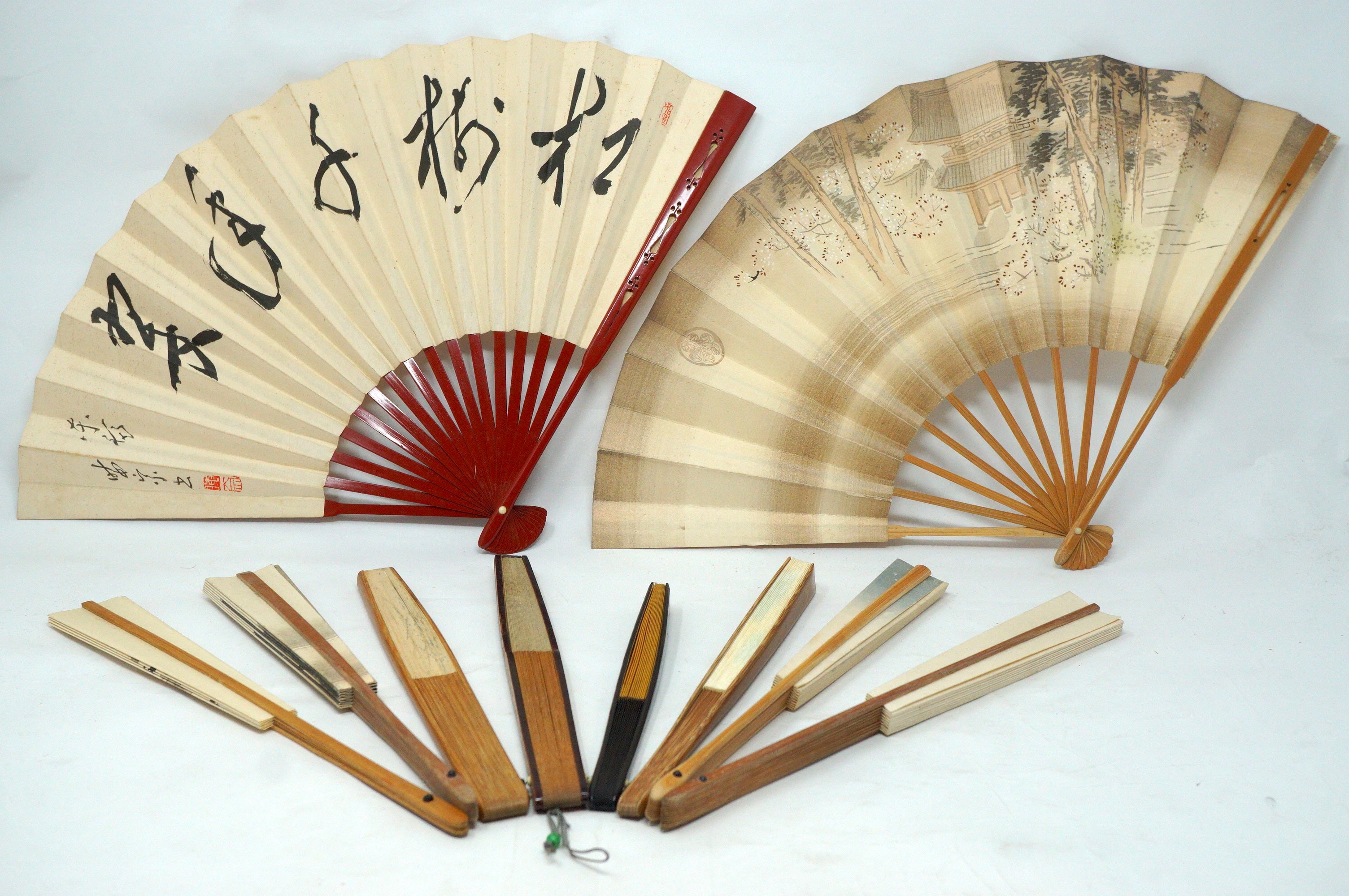 Japanische Sensu Faltfächer-Kollektion x10 Vintage Original 扇子 aus Japan 1127D13