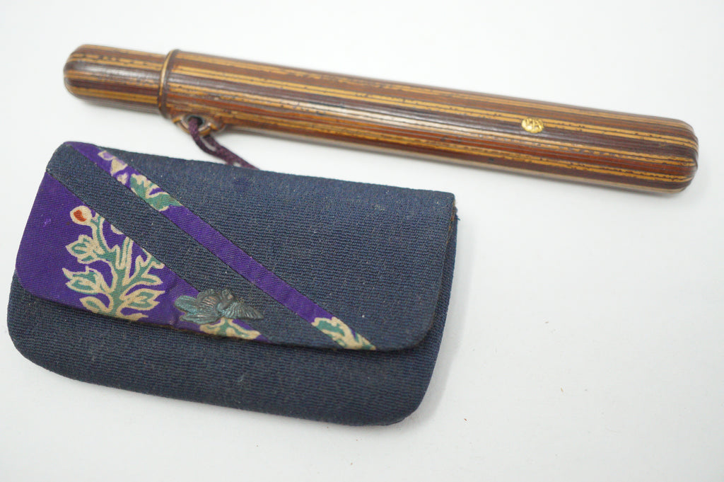 Japanese Meiji-era Kiseru Smoking Set incl. Pipe, Pouch & Pipe Container 0602D13