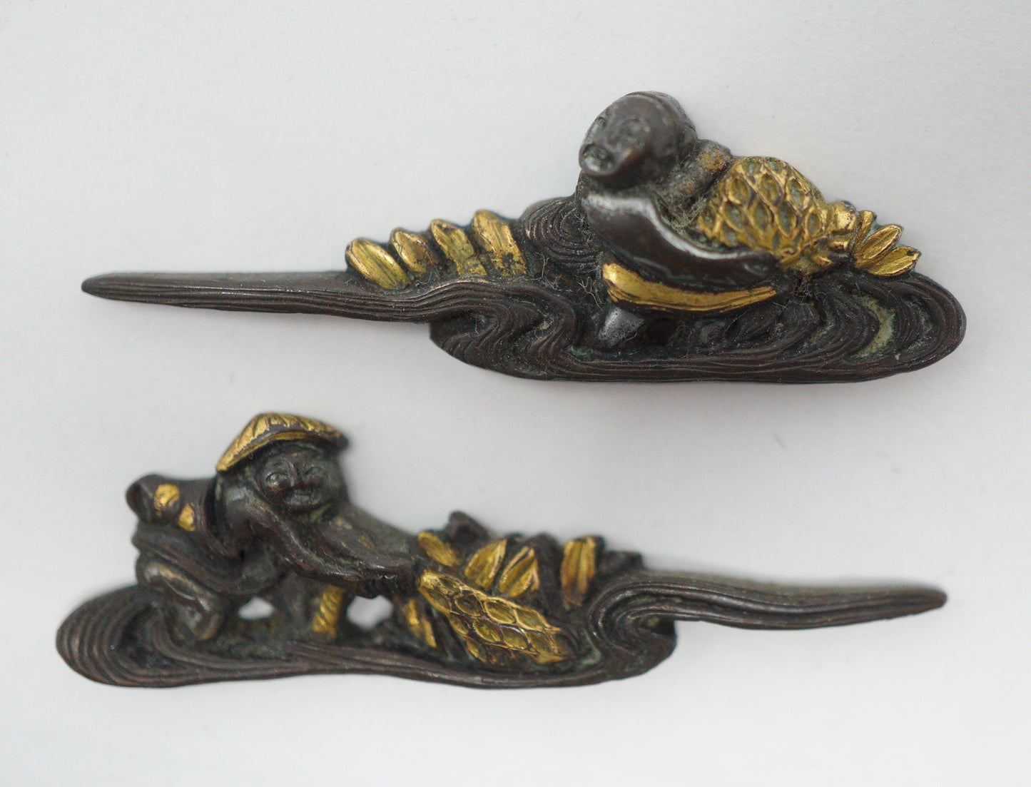 Japanese Menuki Swordhandle Ornaments Original Antique Sword Parts from Japan 1214D14