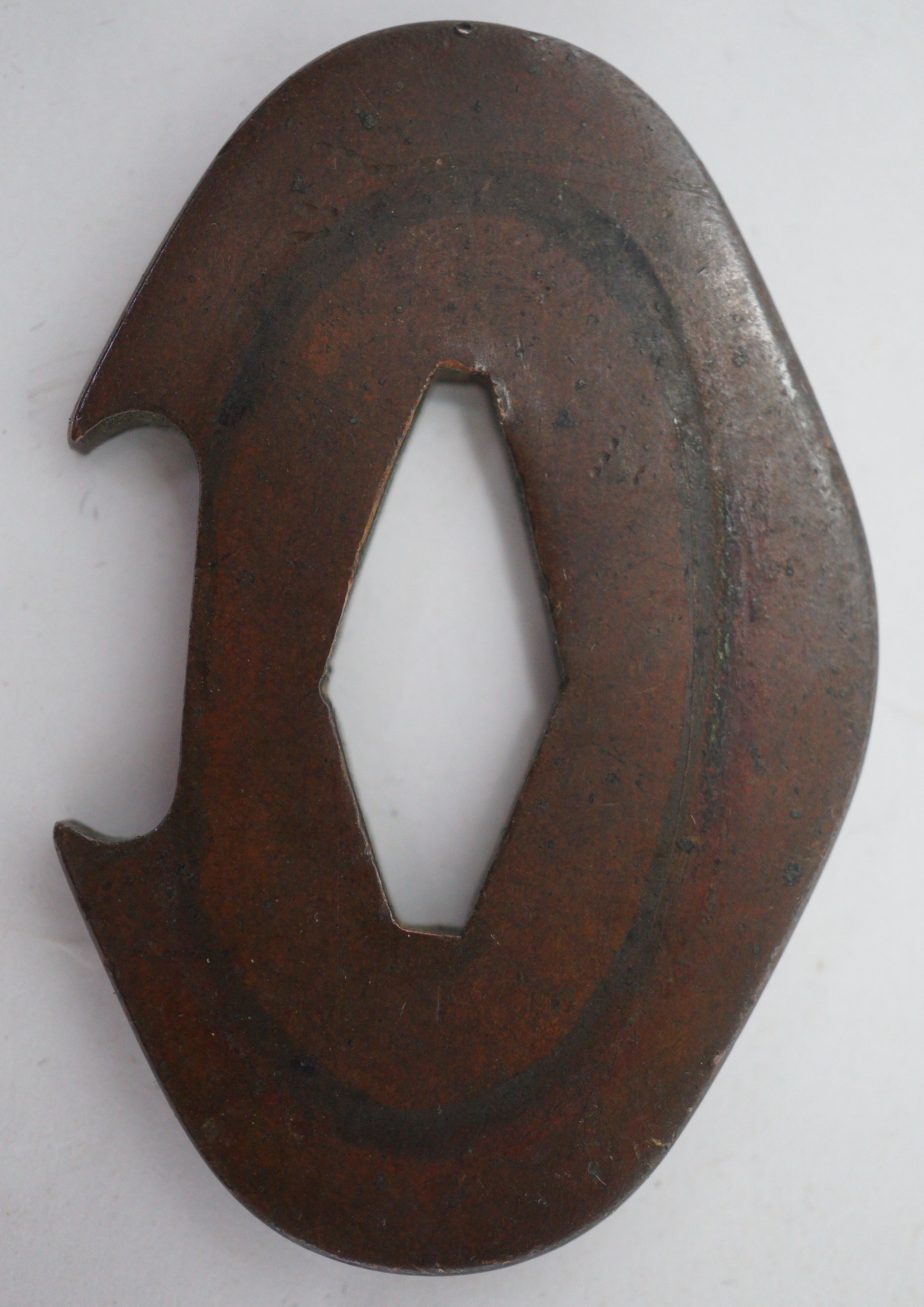 Japanischer Kupfer-Tsuba-Messerschutz, Antik, Original aus Japan 0310F14