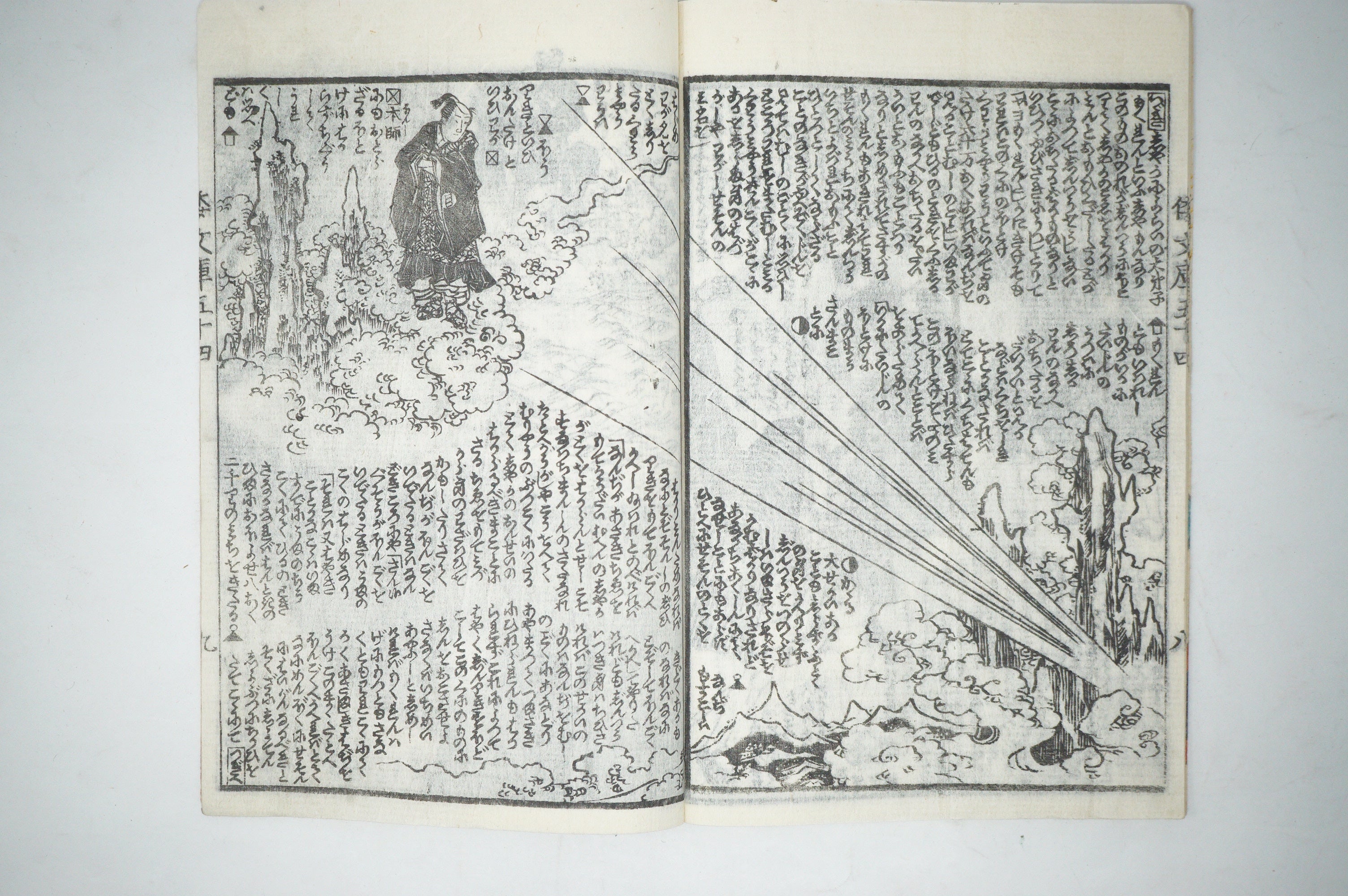 Antique Japanese Manga Book with detailed Woodblock Printed Images from Japan 0928D14