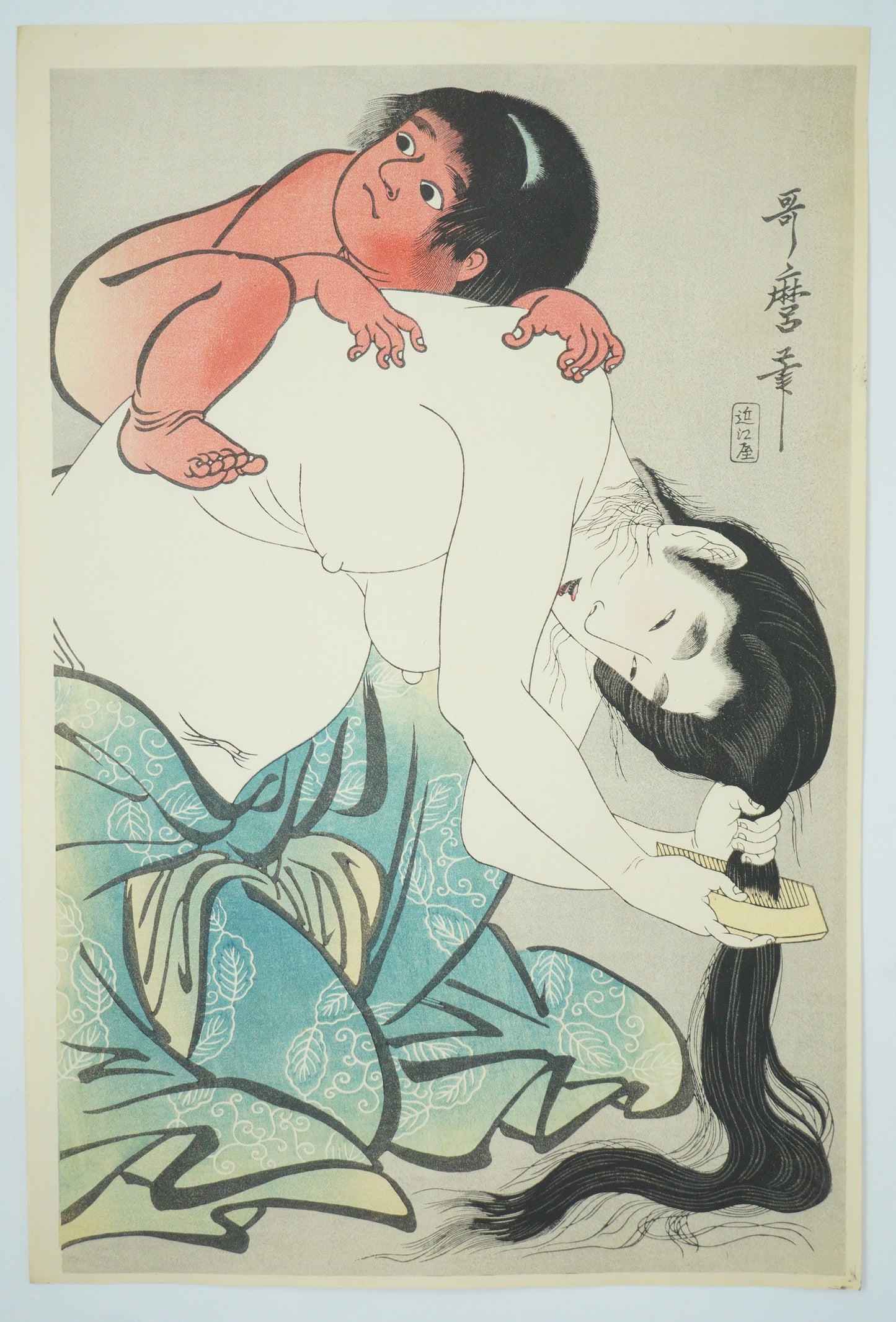 Japanischer Qualitäts-Holzschnitt-Nachdruck - Mutter und Kind - von Kitagawa Utamaro 0822E14