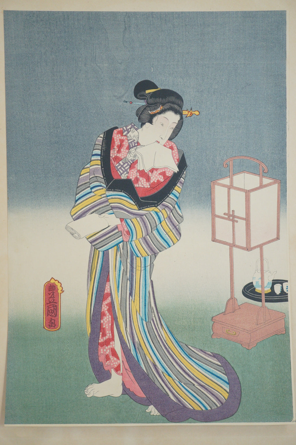 Hochwertiger japanischer Holzschnitt-Nachdruck aus den 1920er-Jahren von Utagawa Kunisada aus Japan 0904E14