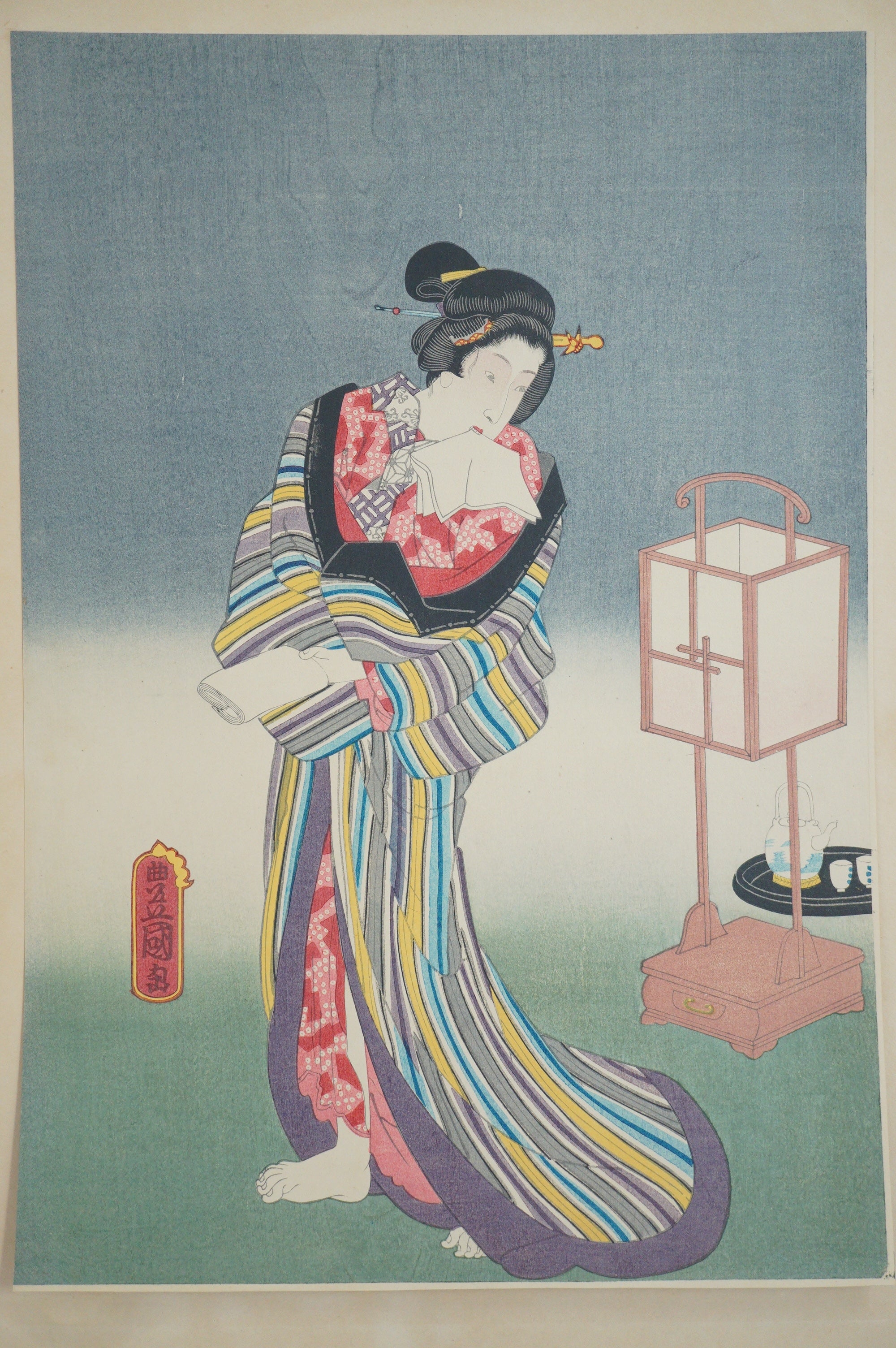 Hochwertiger japanischer Holzschnitt-Nachdruck aus den 1920er-Jahren von Utagawa Kunisada aus Japan 0904E14