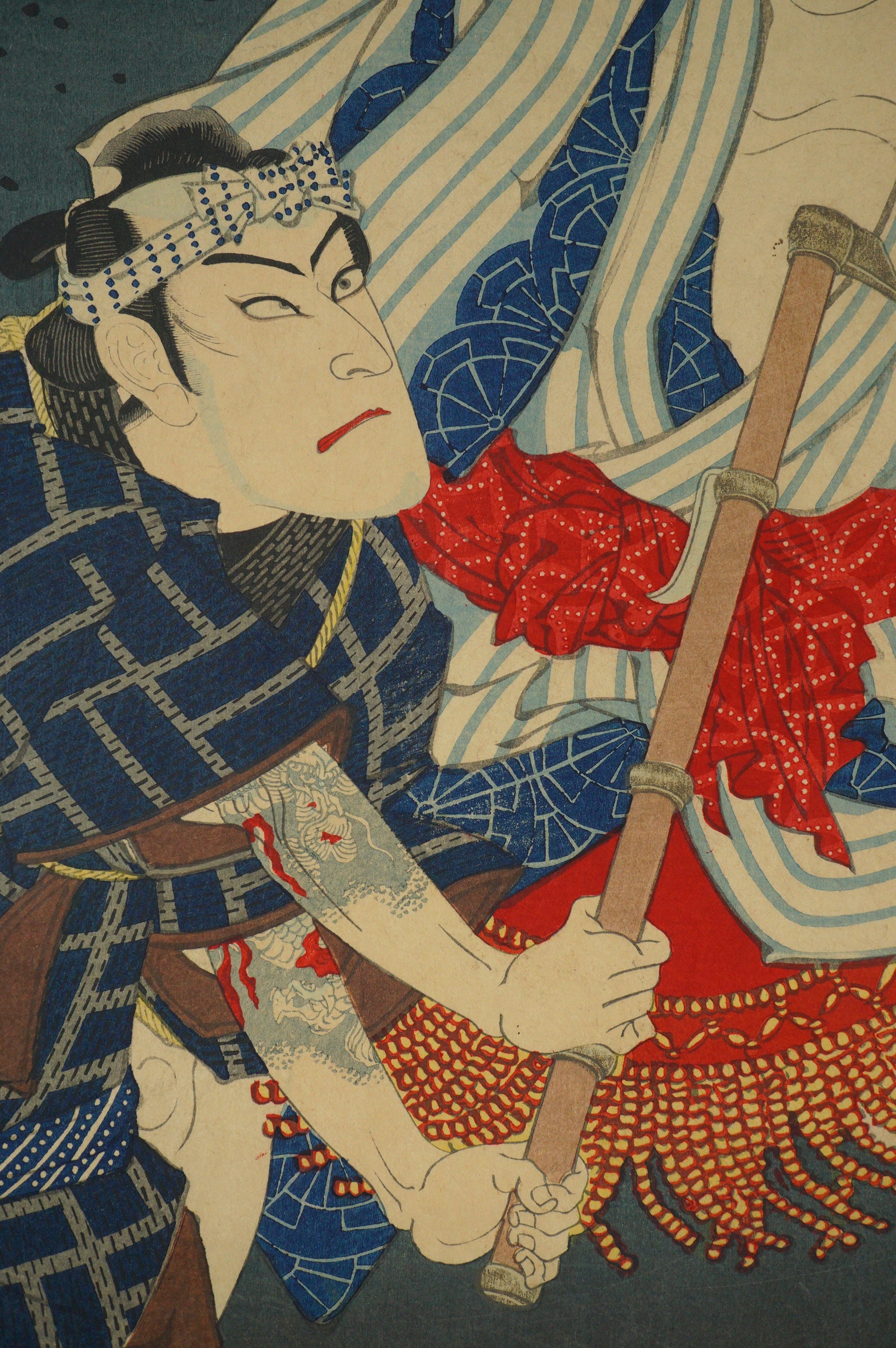 Japanese Woodblock Print Original by Toyohara Kunichika -Kabuki Actor Print- 0121G14