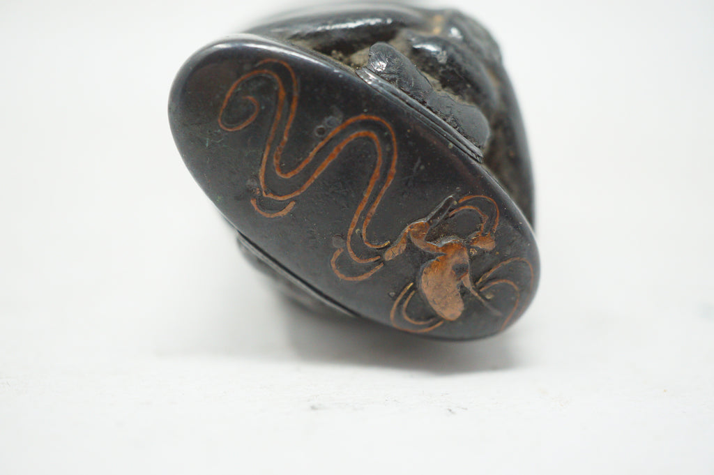 Antique Edo Period Japanese Wakizashi Tsuka • High-Relief Dragon Menuki• Lacquered Cord Wrap Sword Handle 0623G15