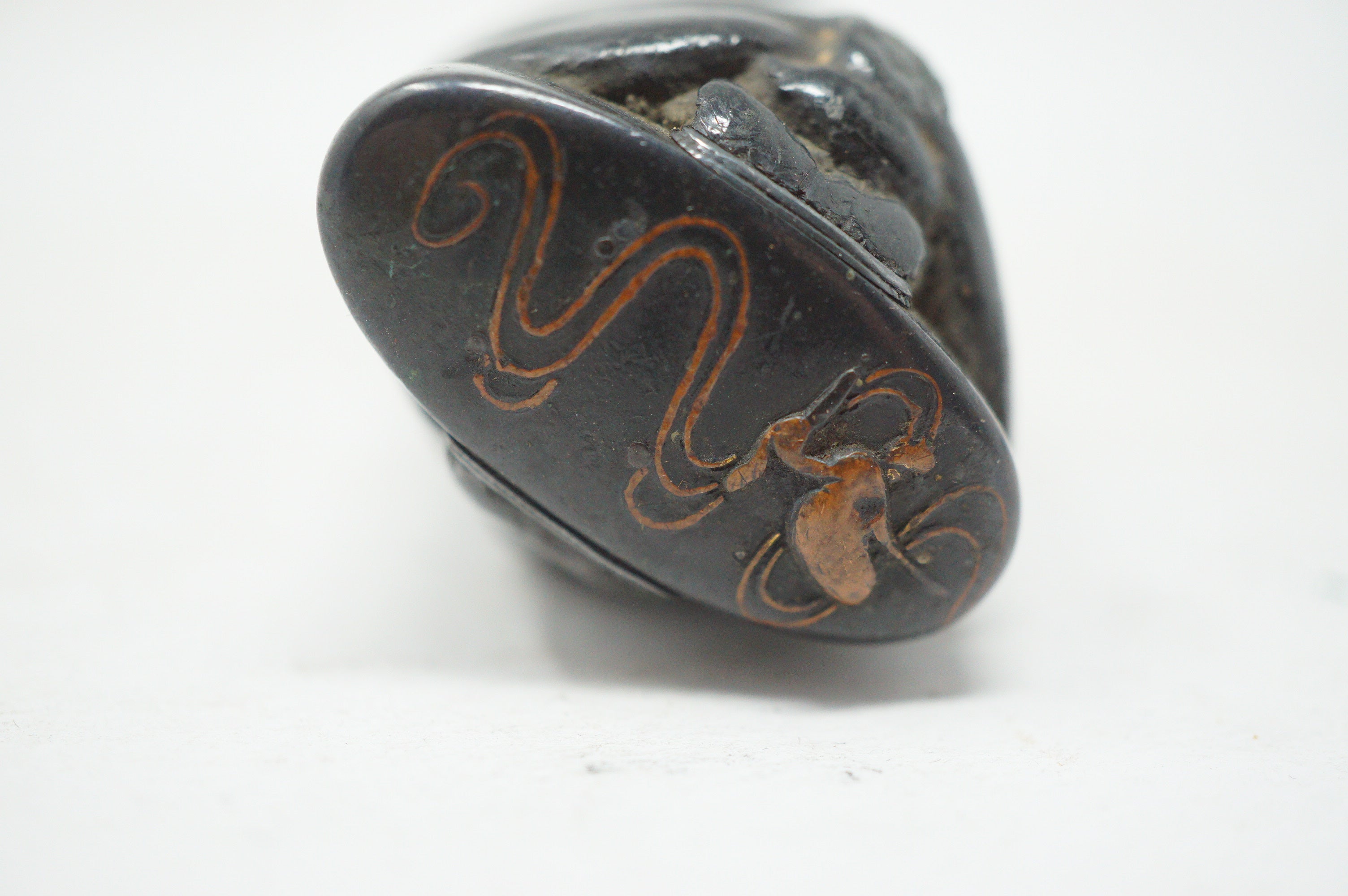 Antique Edo Period Japanese Wakizashi Tsuka • High-Relief Dragon Menuki• Lacquered Cord Wrap Sword Handle 0623G15