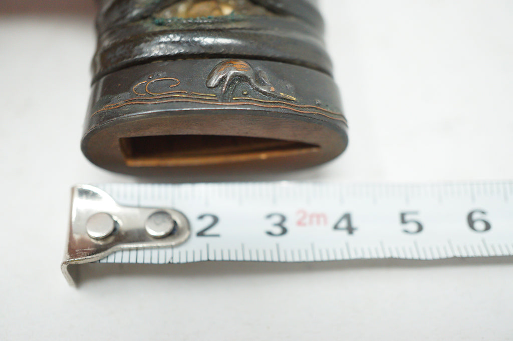 Antique Edo Period Japanese Wakizashi Tsuka • High-Relief Dragon Menuki• Lacquered Cord Wrap Sword Handle 0623G15