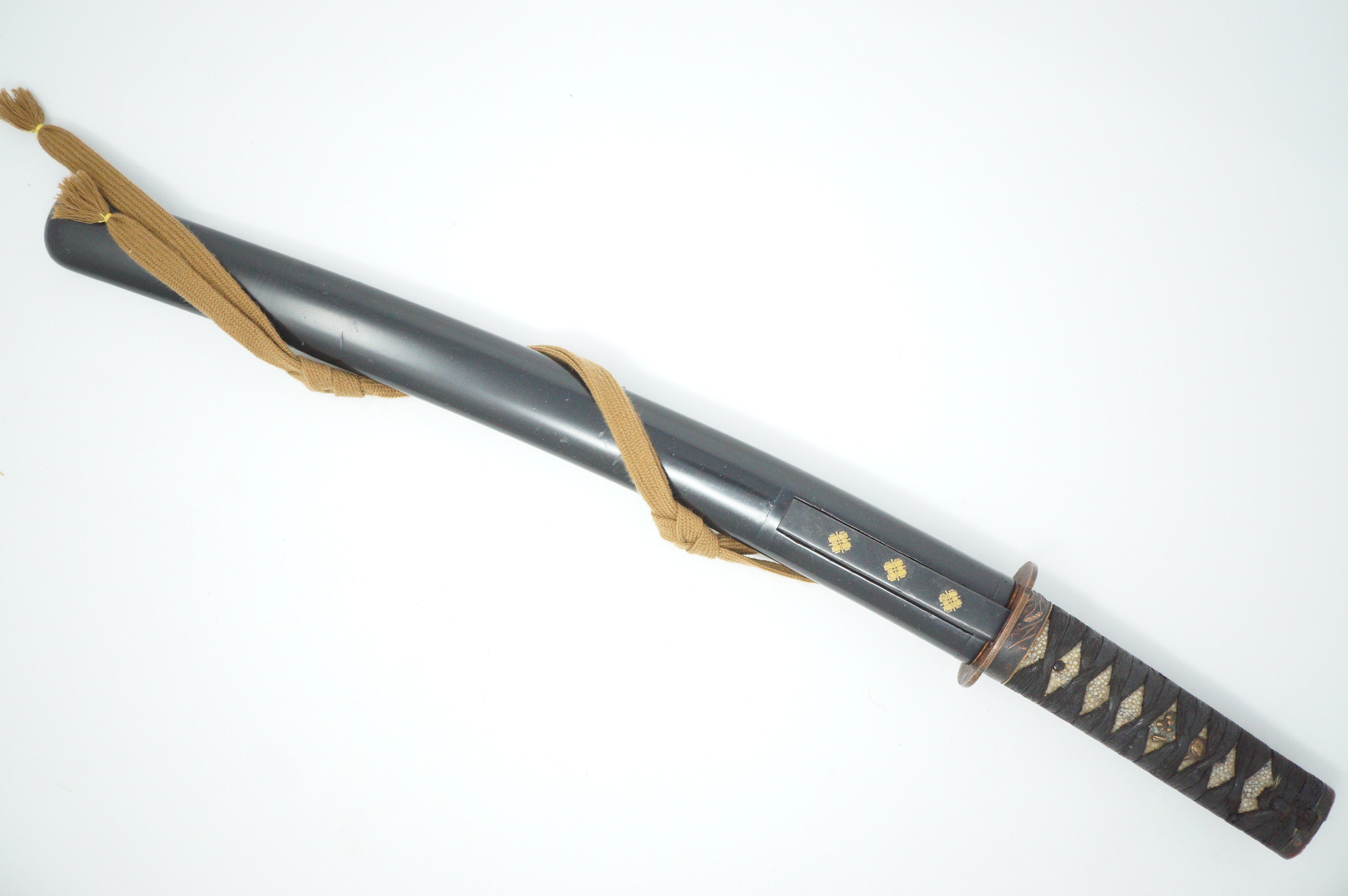 Antique Wakizashi Sword Complete with wooden Blade Kozuka Knife 