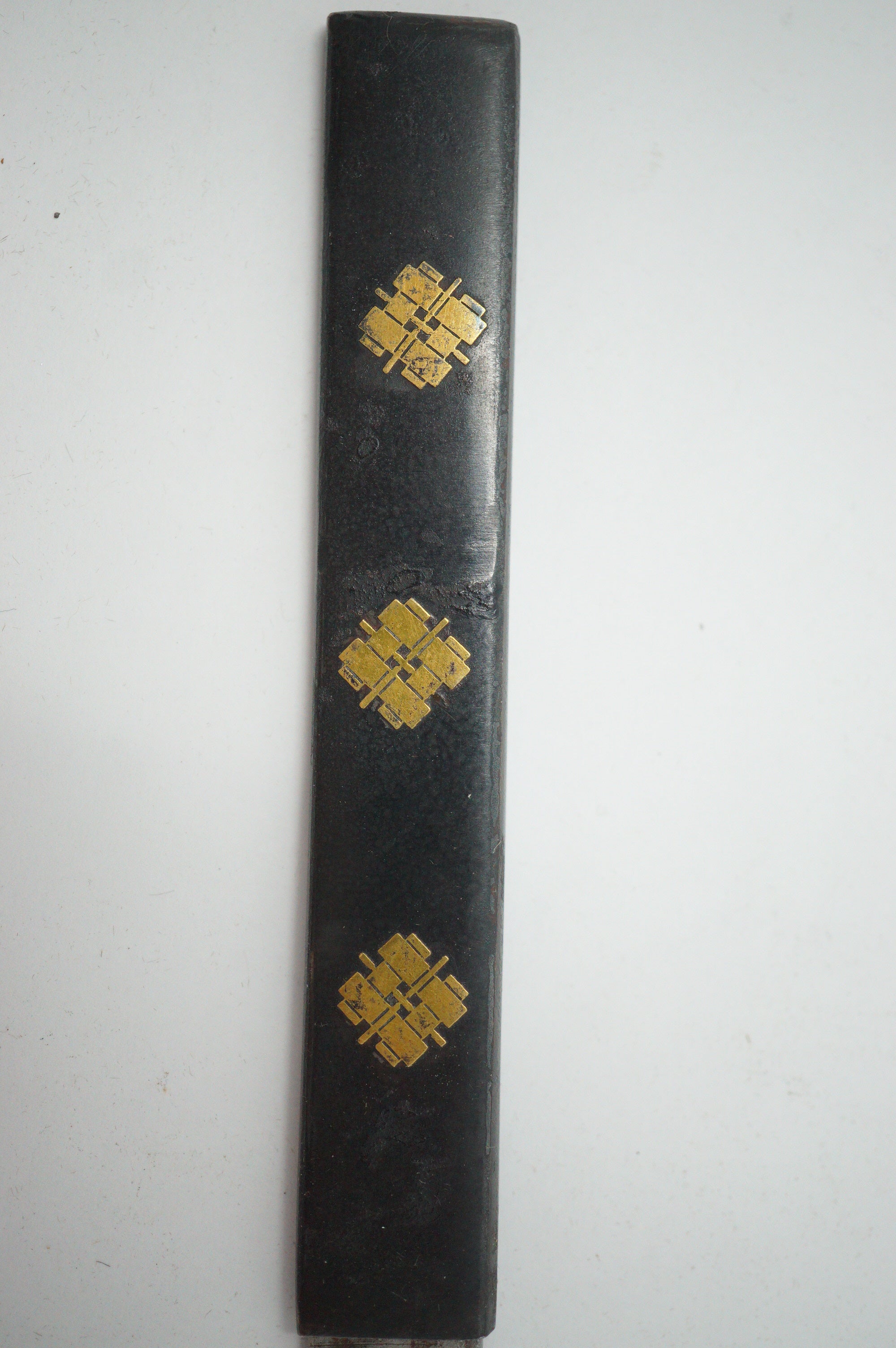 Antikes Wakizashi-Schwert, komplett mit Holzklinge, Kozuka-Messer und Originaltasche 0817D15