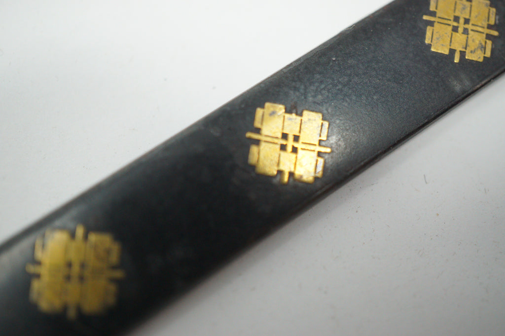 Antikes Wakizashi-Schwert, komplett mit Holzklinge, Kozuka-Messer und Originaltasche 0817D15