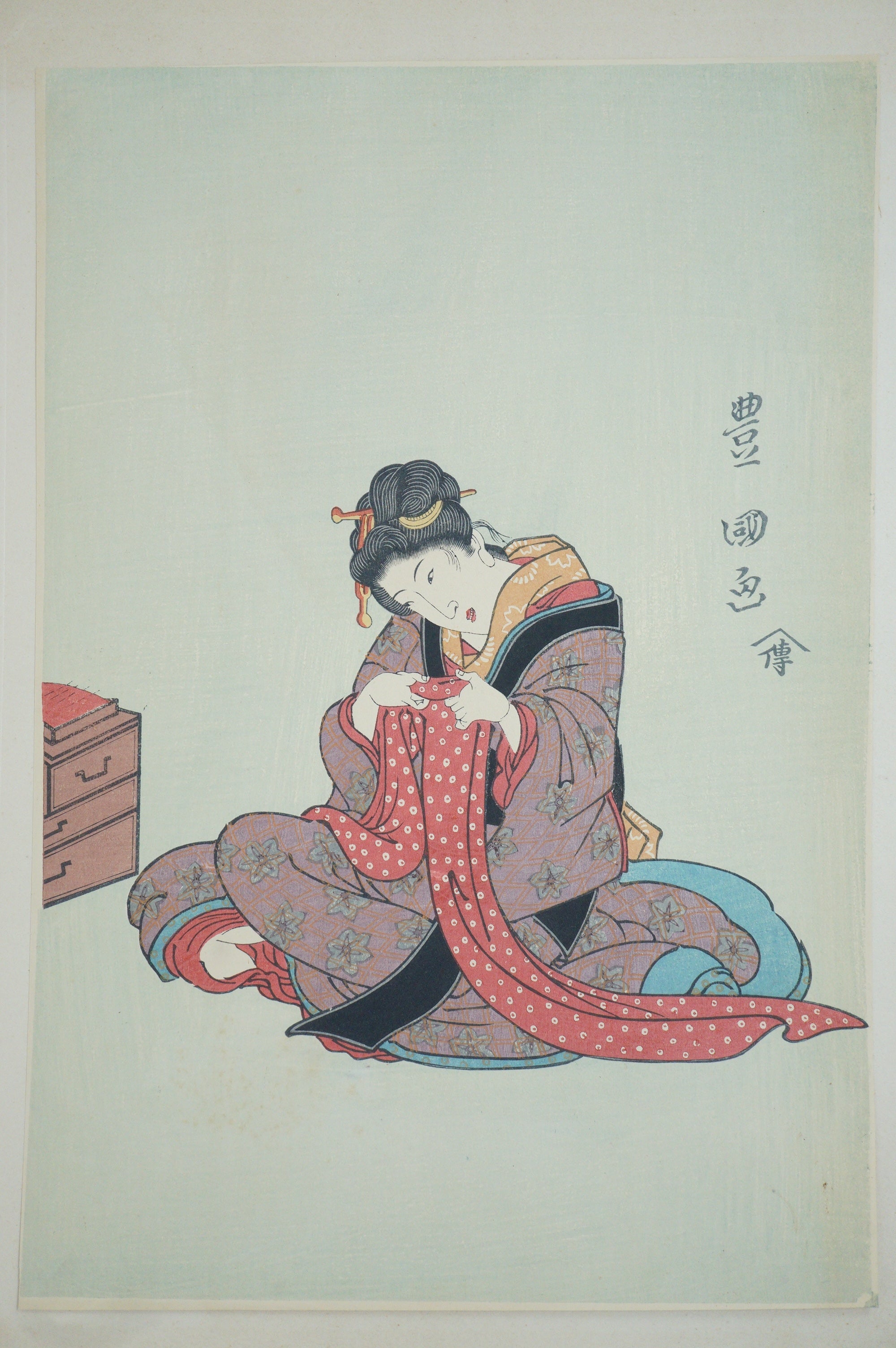 Hochwertiger japanischer Holzschnitt-Nachdruck aus den 1920er Jahren von Toyokuni III aus Japan 0904E15