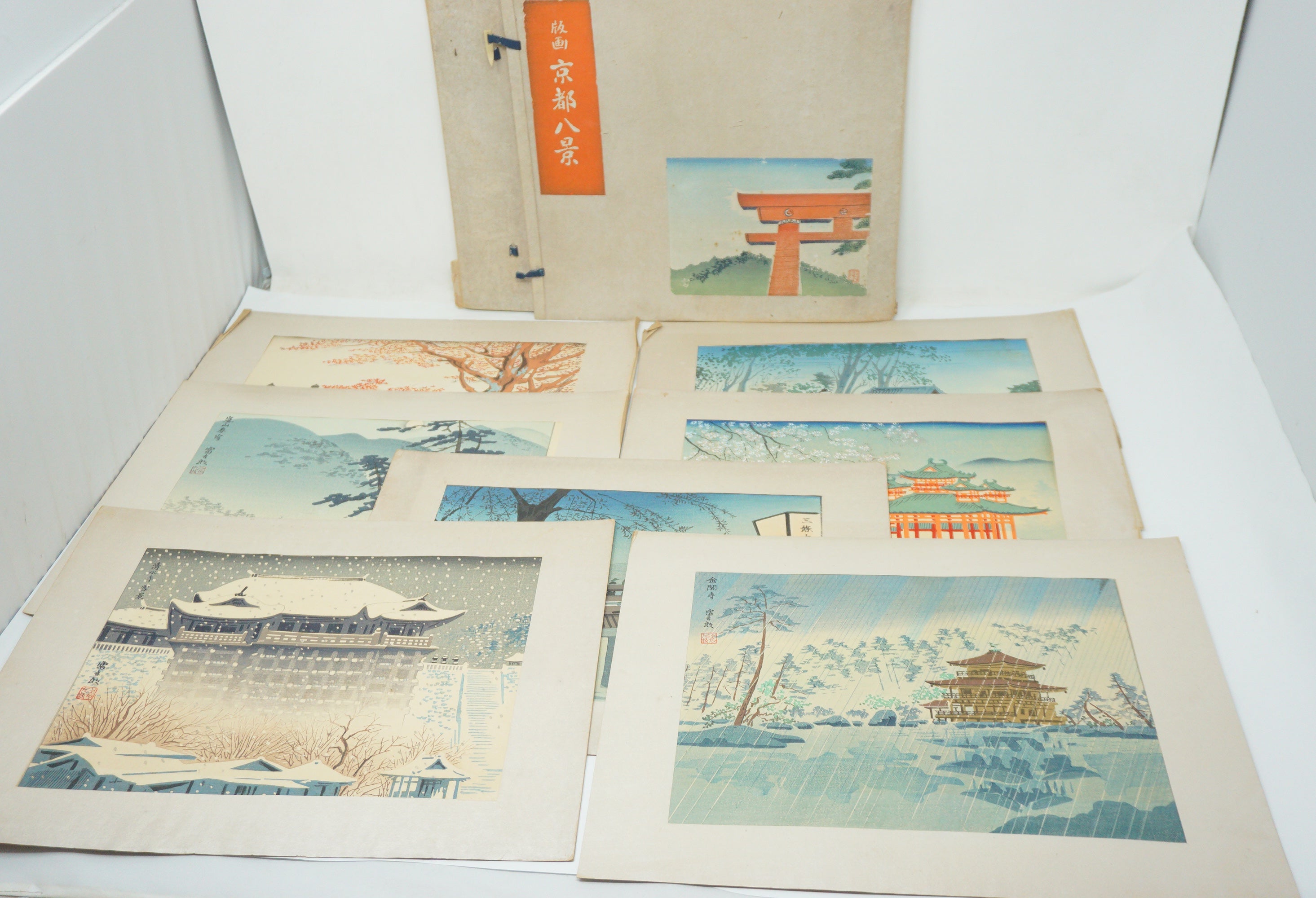 Japanese Shin Hanga Set x7 by Tokuriki Tomikichirō "Seasonal views of Kyoto" 0305G15