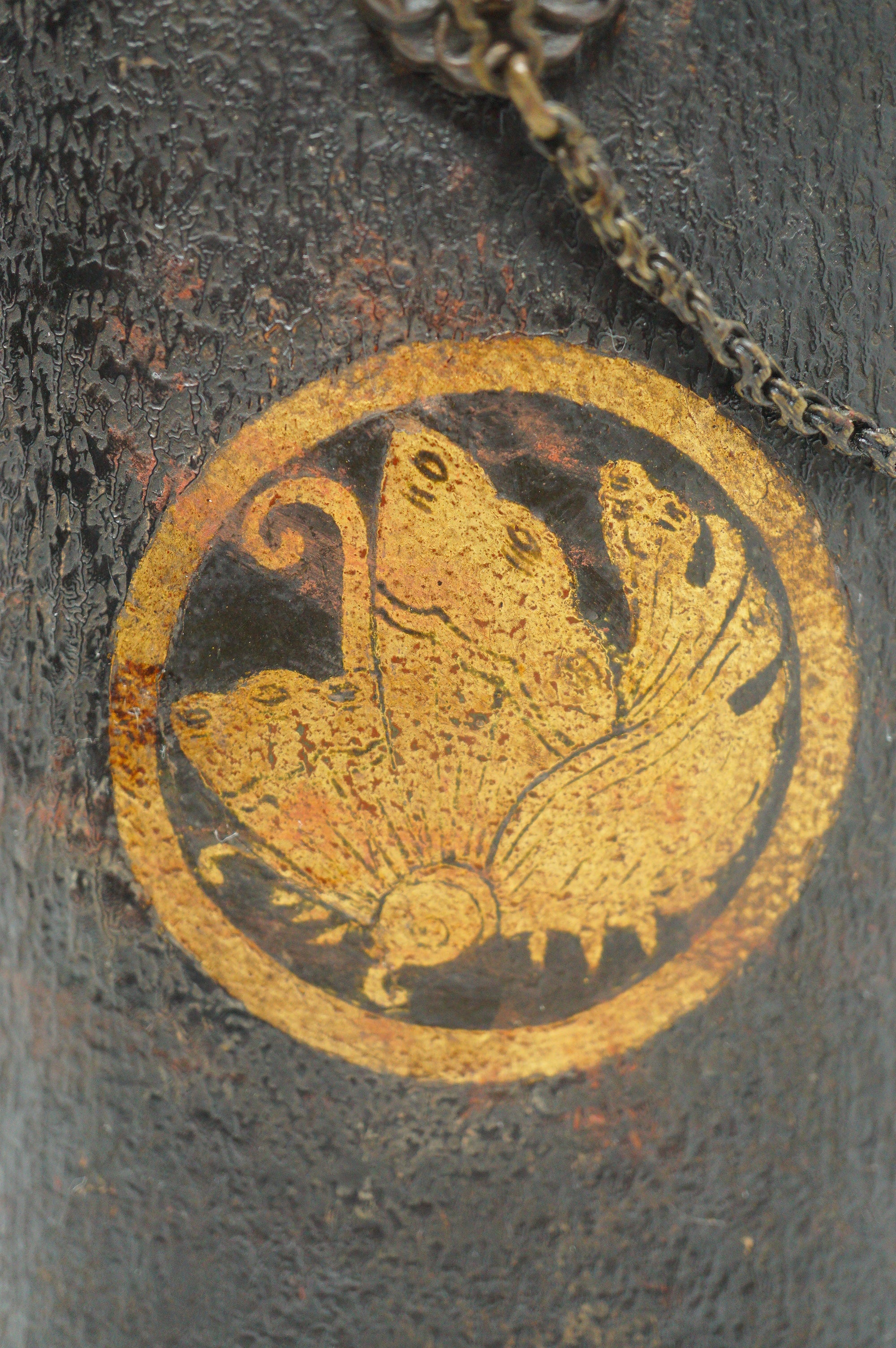 Japanese Kayaku-Ire Gunpowder Flask with Taira Family Crest Antique Original from Japan 0331G15