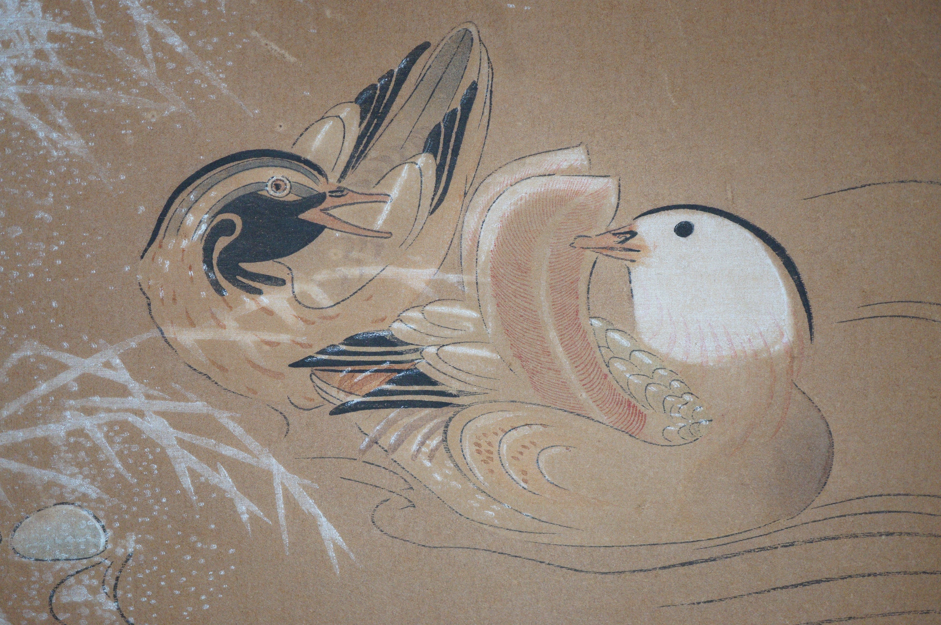 Japanese Woodblock Print -Mandarin Ducks- by Miyazaki Yuzen 0105E16