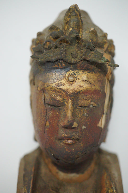 Kannon Bodhisattva Figur Gott der Liebe und Barmherzigkeit, antikes Original aus Japan 0808D16