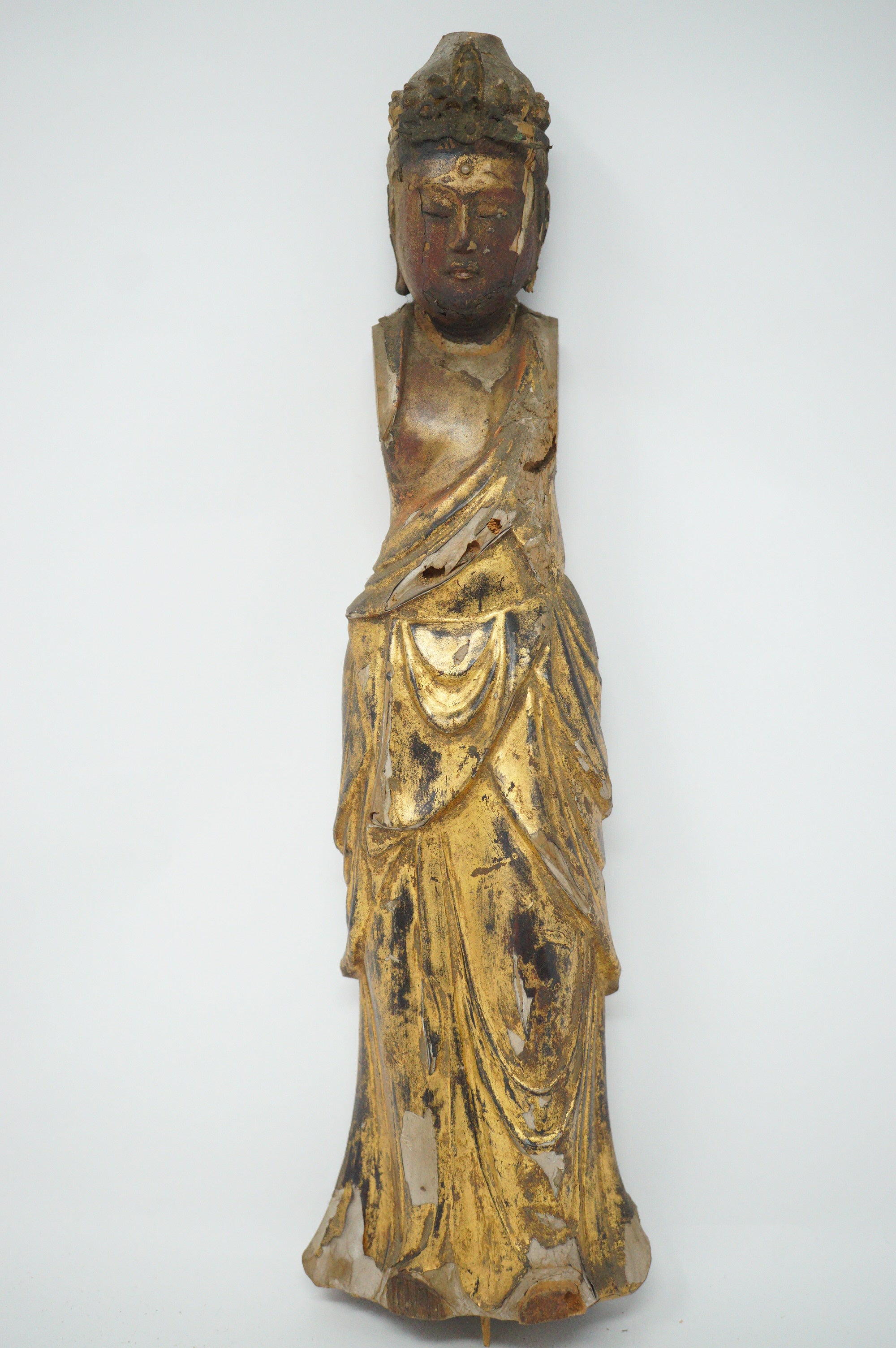 Kannon Bodhisattva Figur Gott der Liebe und Barmherzigkeit, antikes Original aus Japan 0808D16