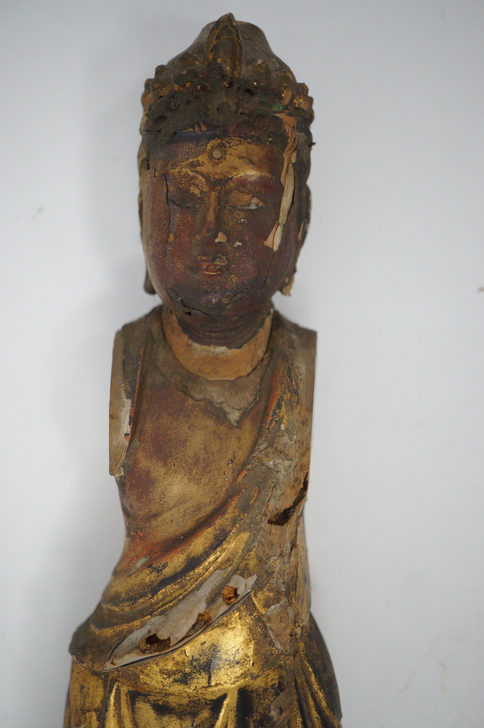 Kannon Bodhisattva Figur Gott der Liebe und Barmherzigkeit, antikes Original aus Japan 0808D16
