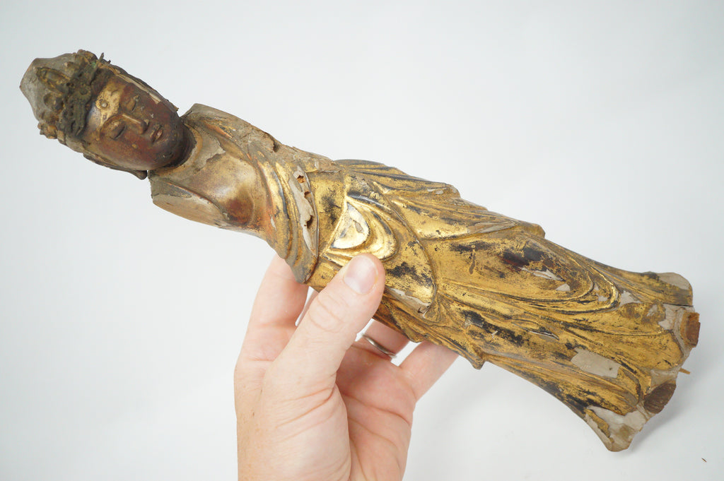 Kannon Bodhisattva Figur Gott der Liebe und Barmherzigkeit, antikes Original aus Japan 0808D16