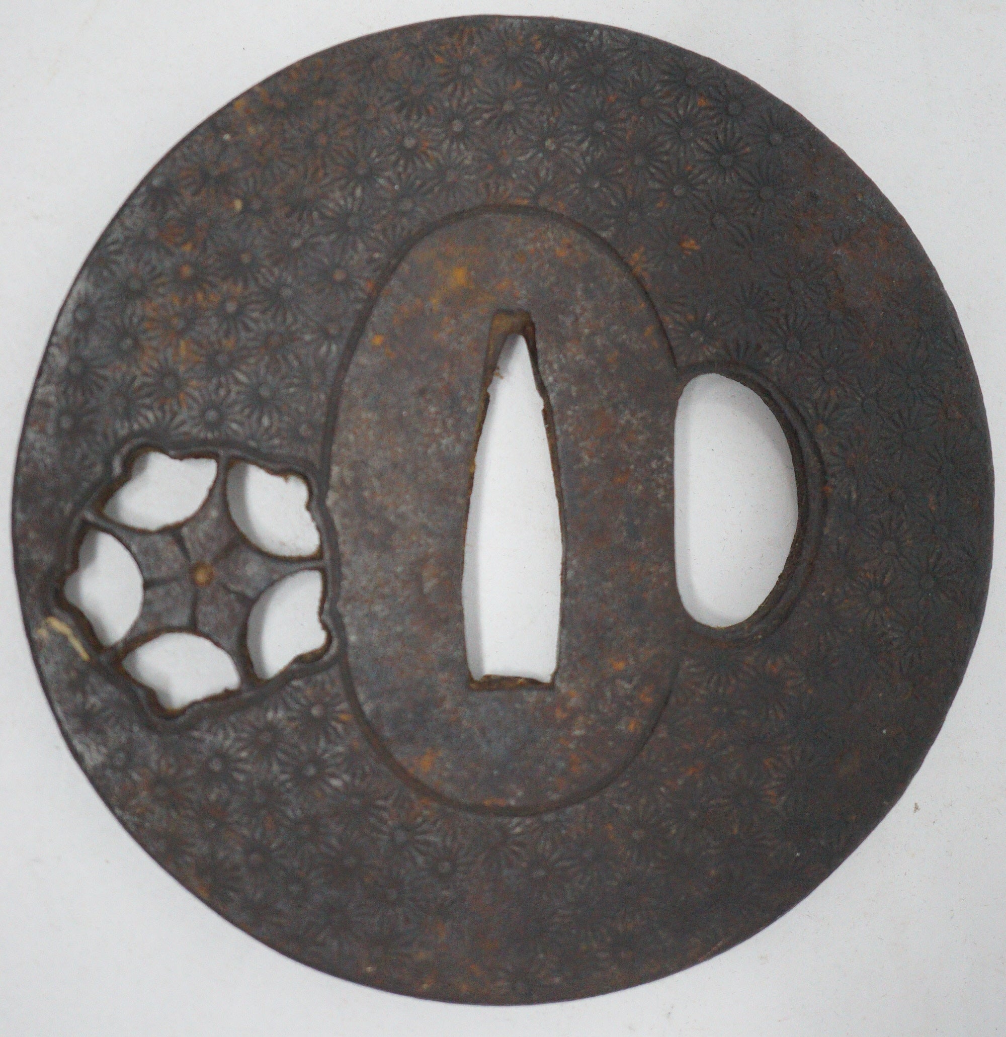 Japanese Iron Tsuba Guard for Katana or Wakizashi Sword Cherry Blossom Design from Japan 0228E16