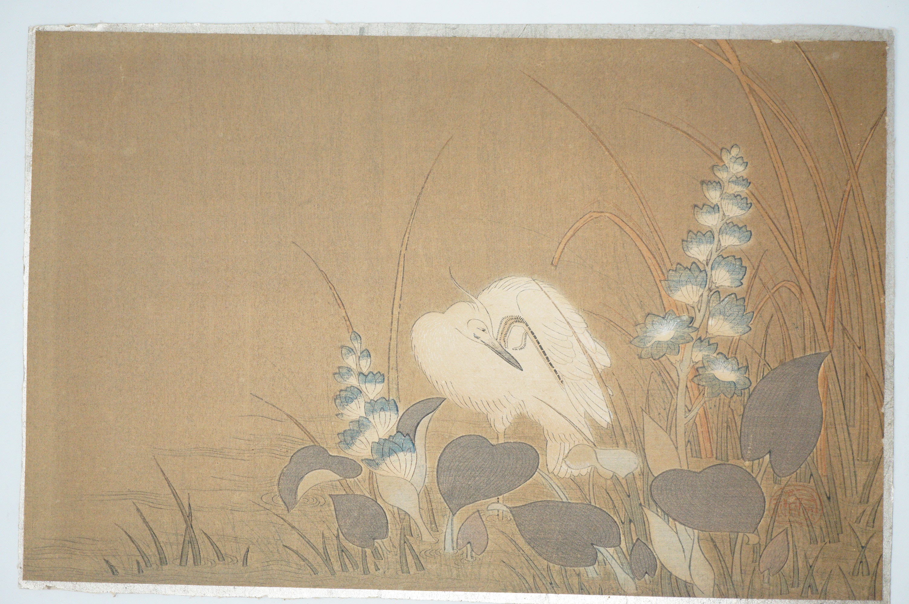 Japanese Woodblock Print -Herons & Aquatic Plants- by Kano Tanyu 0105E17