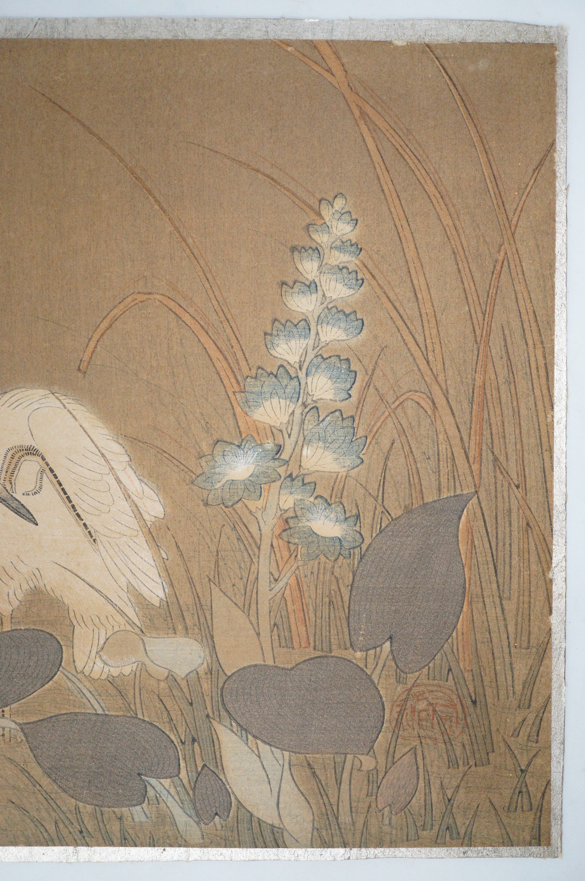 Japanese Woodblock Print -Herons & Aquatic Plants- by Kano Tanyu 0105E17