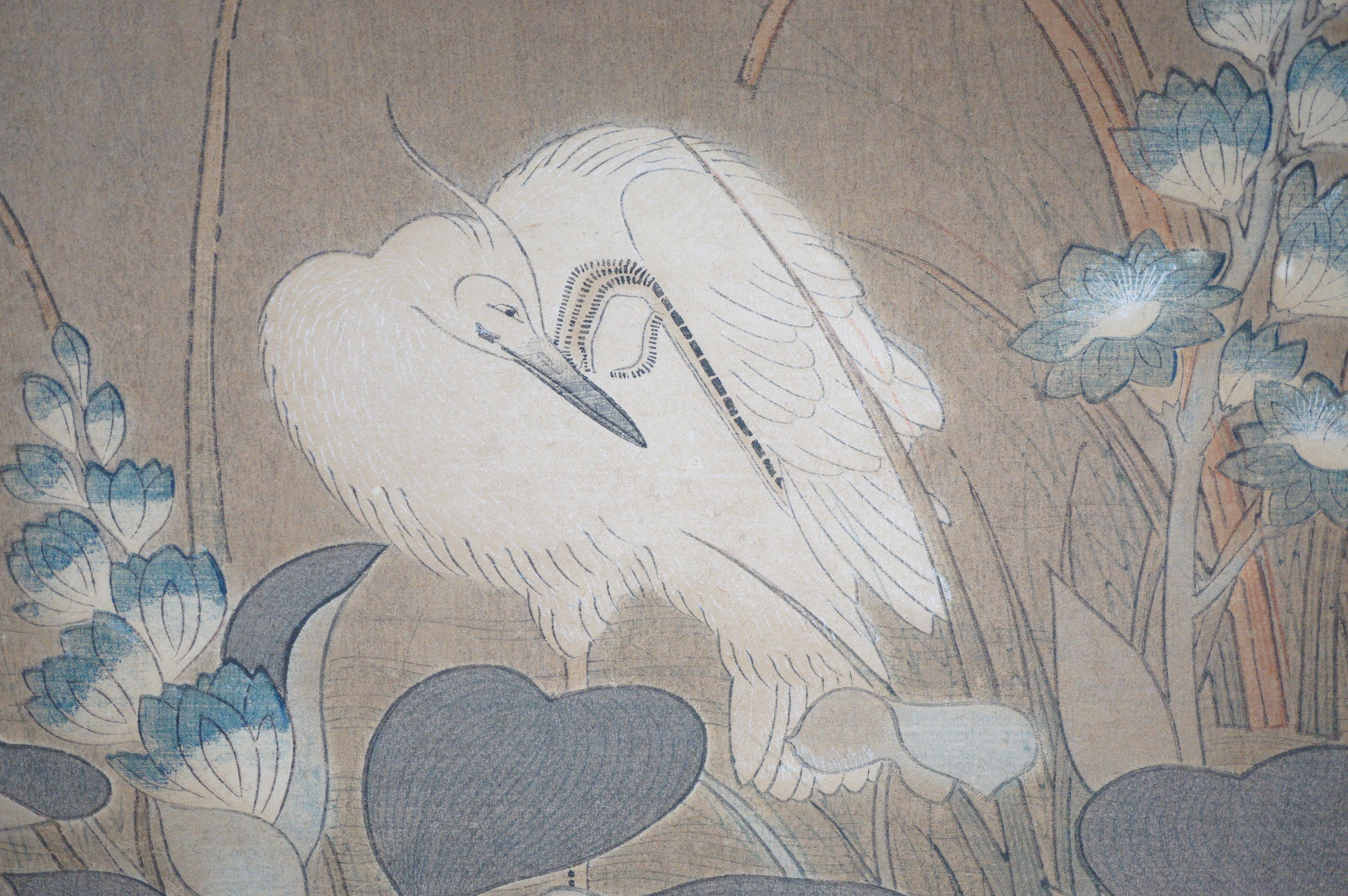 Japanese Woodblock Print -Herons & Aquatic Plants- by Kano Tanyu 0105E17