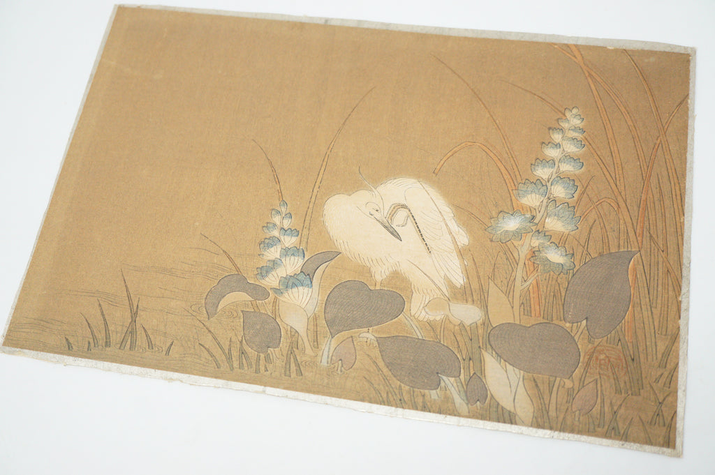 Japanese Woodblock Print -Herons & Aquatic Plants- by Kano Tanyu 0105E17
