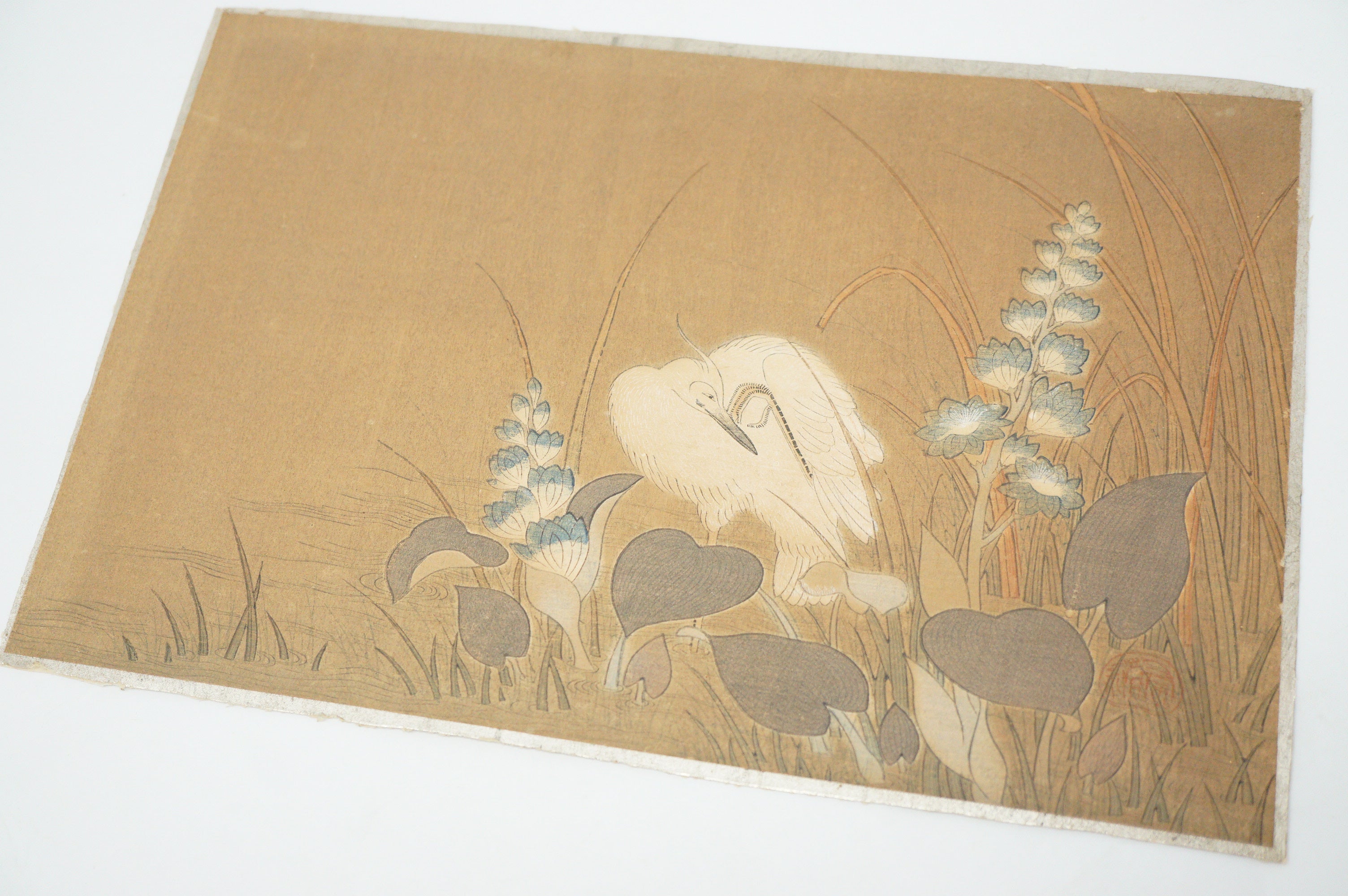 Japanese Woodblock Print -Herons & Aquatic Plants- by Kano Tanyu 0105E17