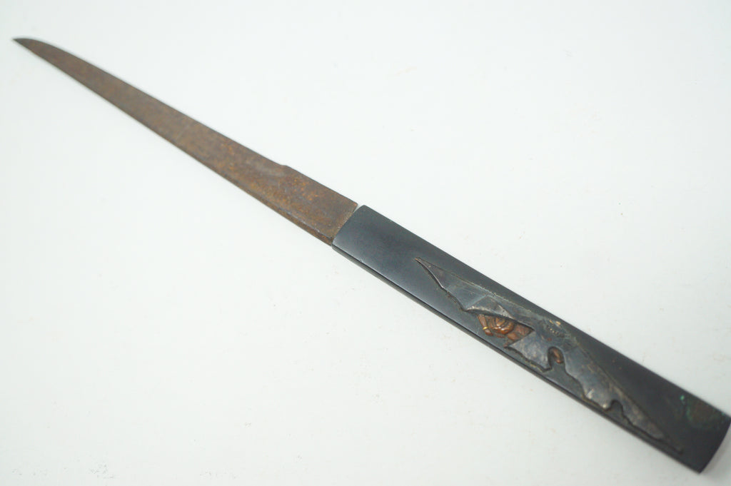 Japanese Kozuka Knife with Signed Handle & fine Images Antique Original from Japan 0901F17