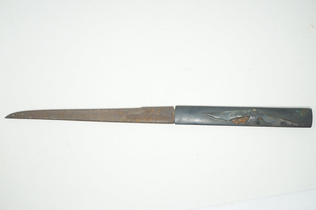 Japanese Kozuka Knife with Signed Handle & fine Images Antique Original from Japan 0901F17