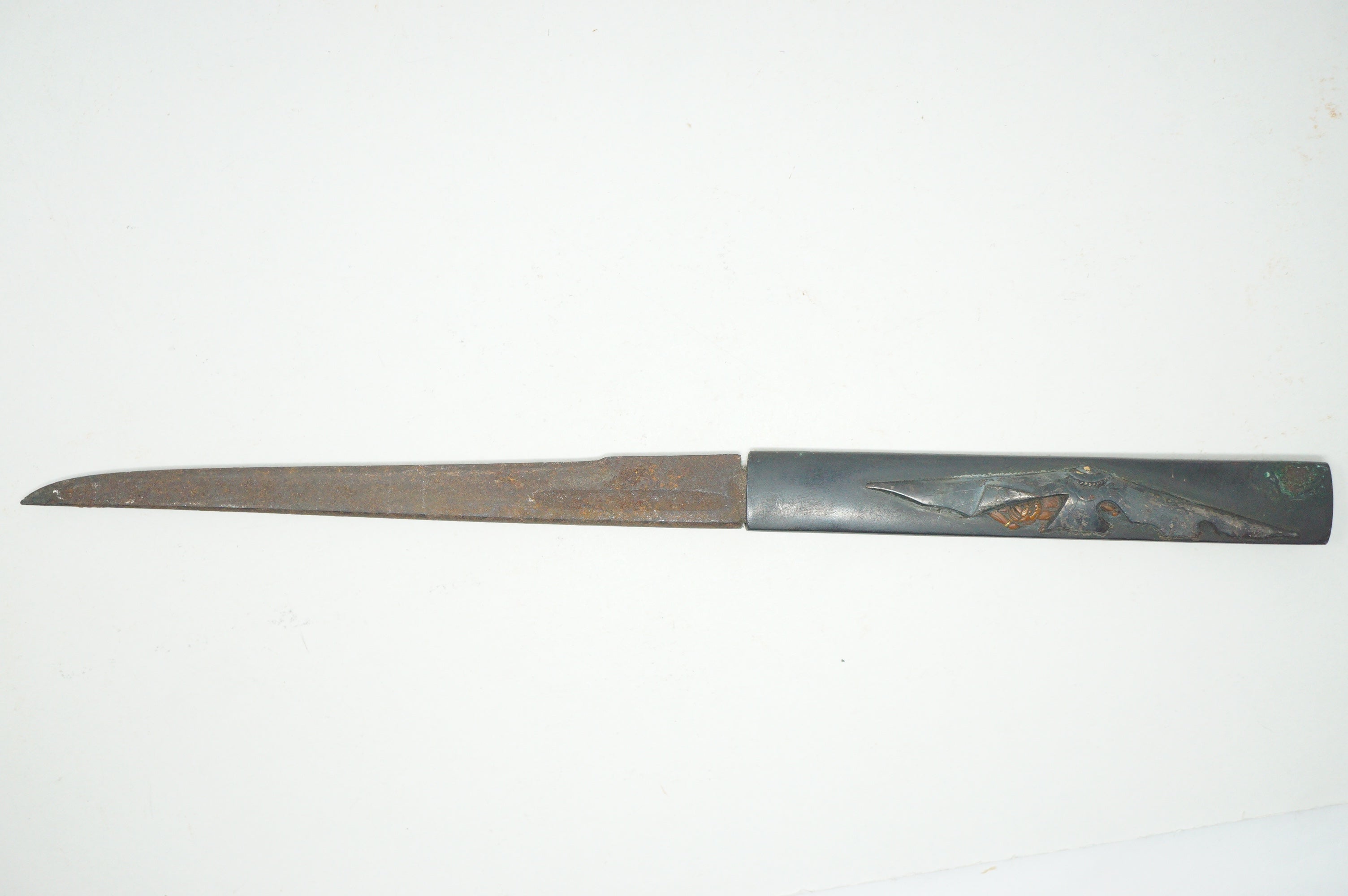 Japanese Kozuka Knife with Signed Handle & fine Images Antique Original from Japan 0901F17