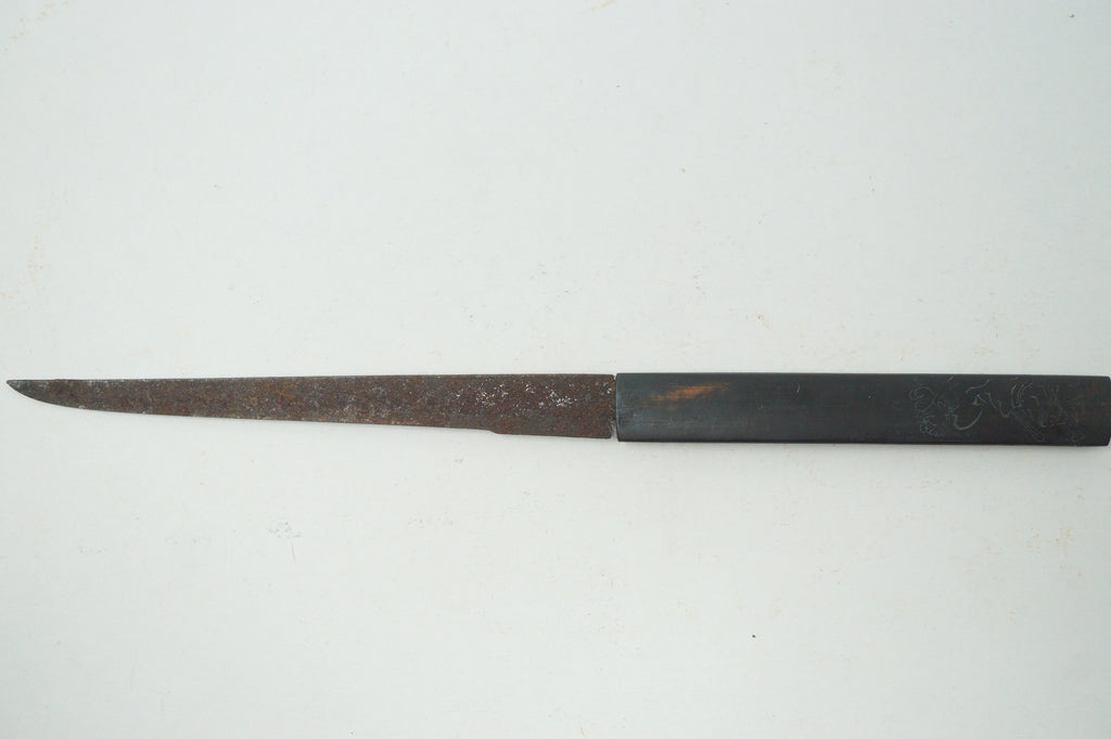 Japanese Kozuka Knife with Signed Handle & fine Images Antique Original from Japan 0901F17