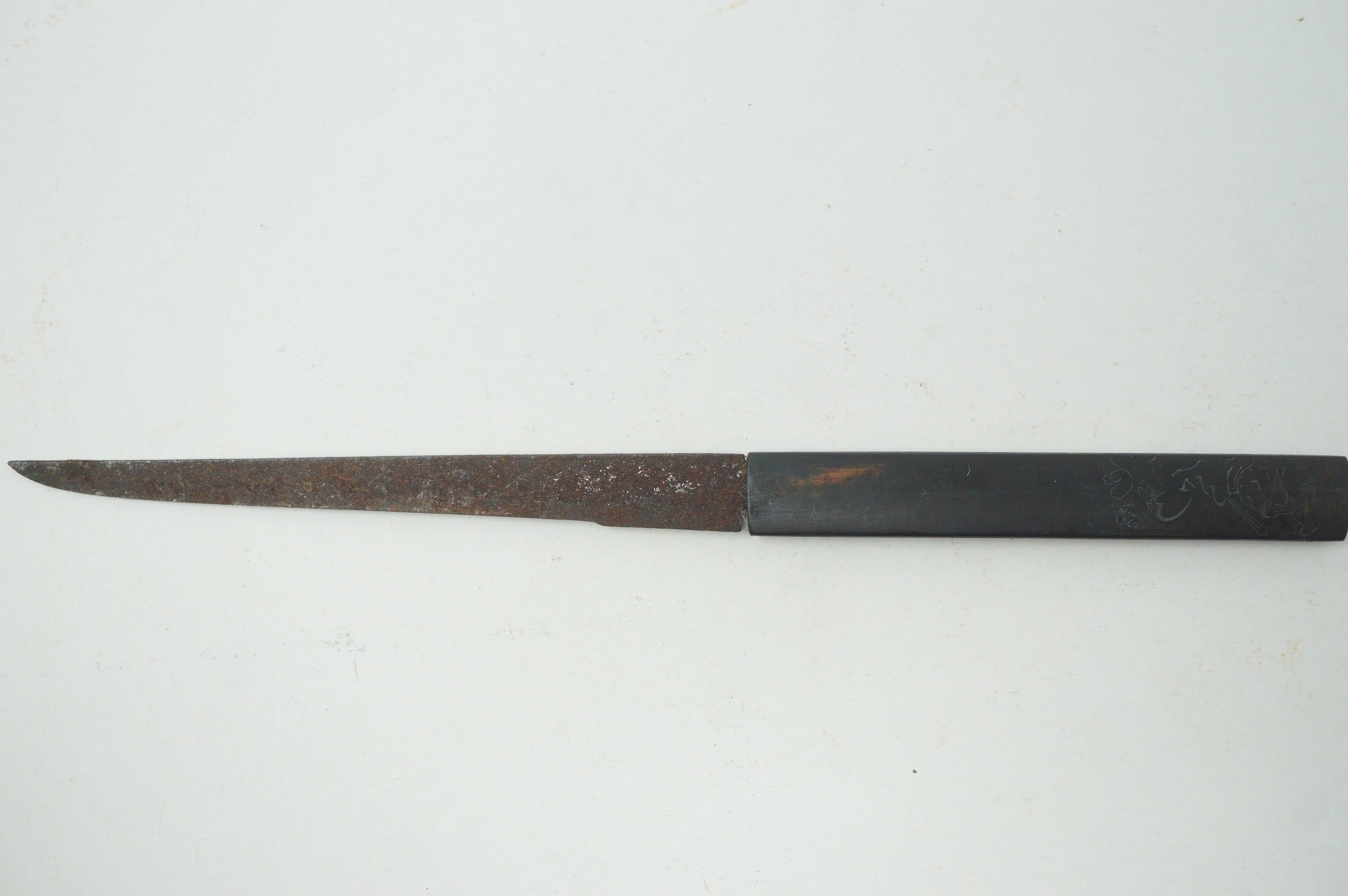 Japanese Kozuka Knife with Signed Handle & fine Images Antique Original from Japan 0901F17