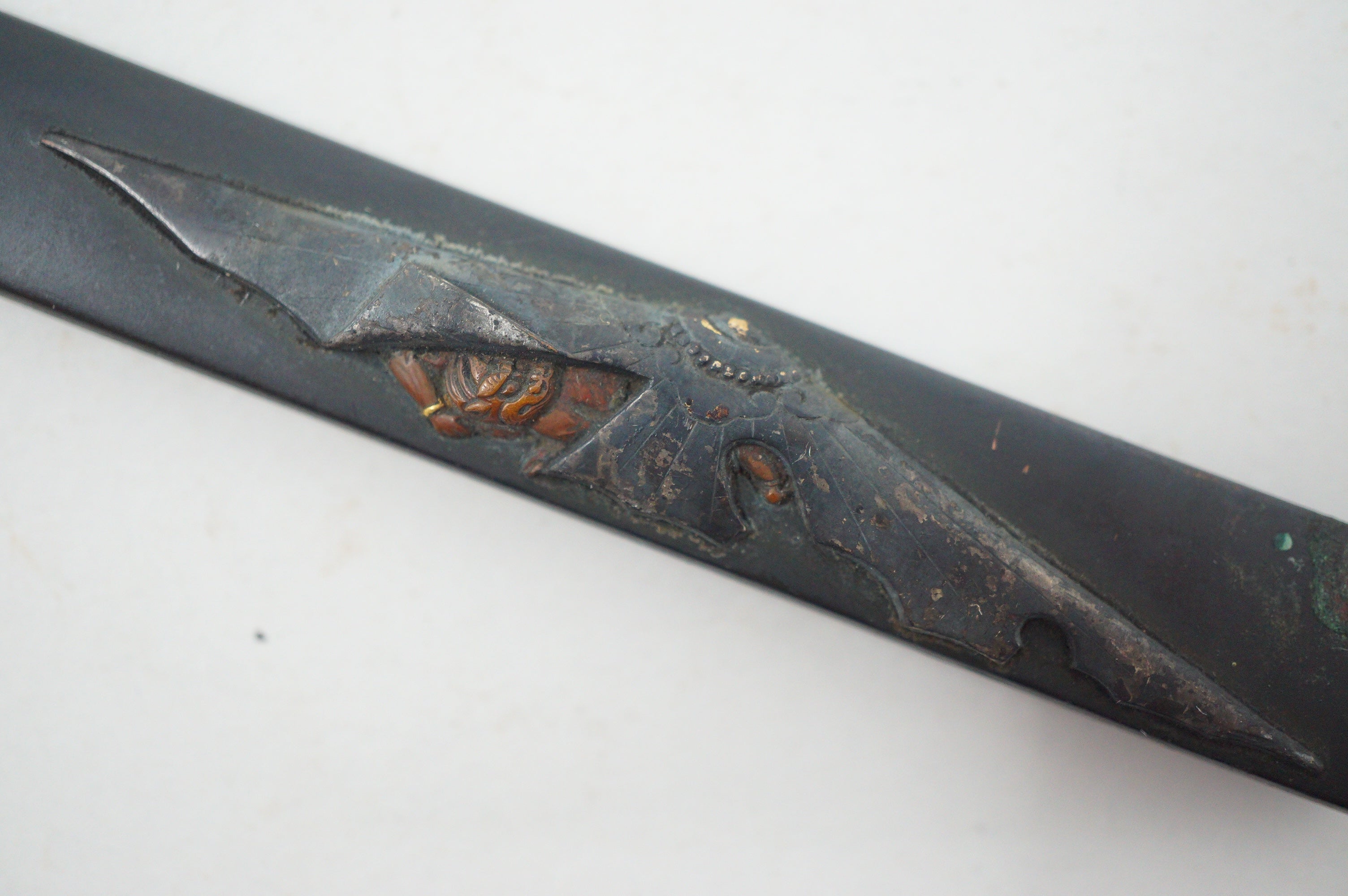 Japanese Kozuka Knife with Signed Handle & fine Images Antique Original from Japan 0901F17