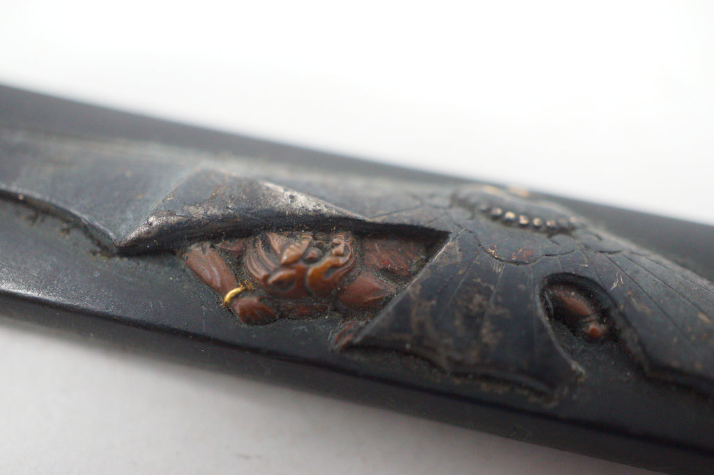 Japanese Kozuka Knife with Signed Handle & fine Images Antique Original from Japan 0901F17