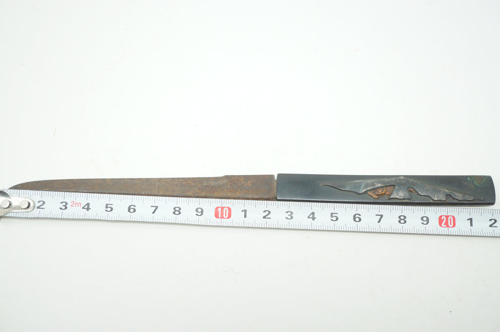 Japanese Kozuka Knife with Signed Handle & fine Images Antique Original from Japan 0901F17
