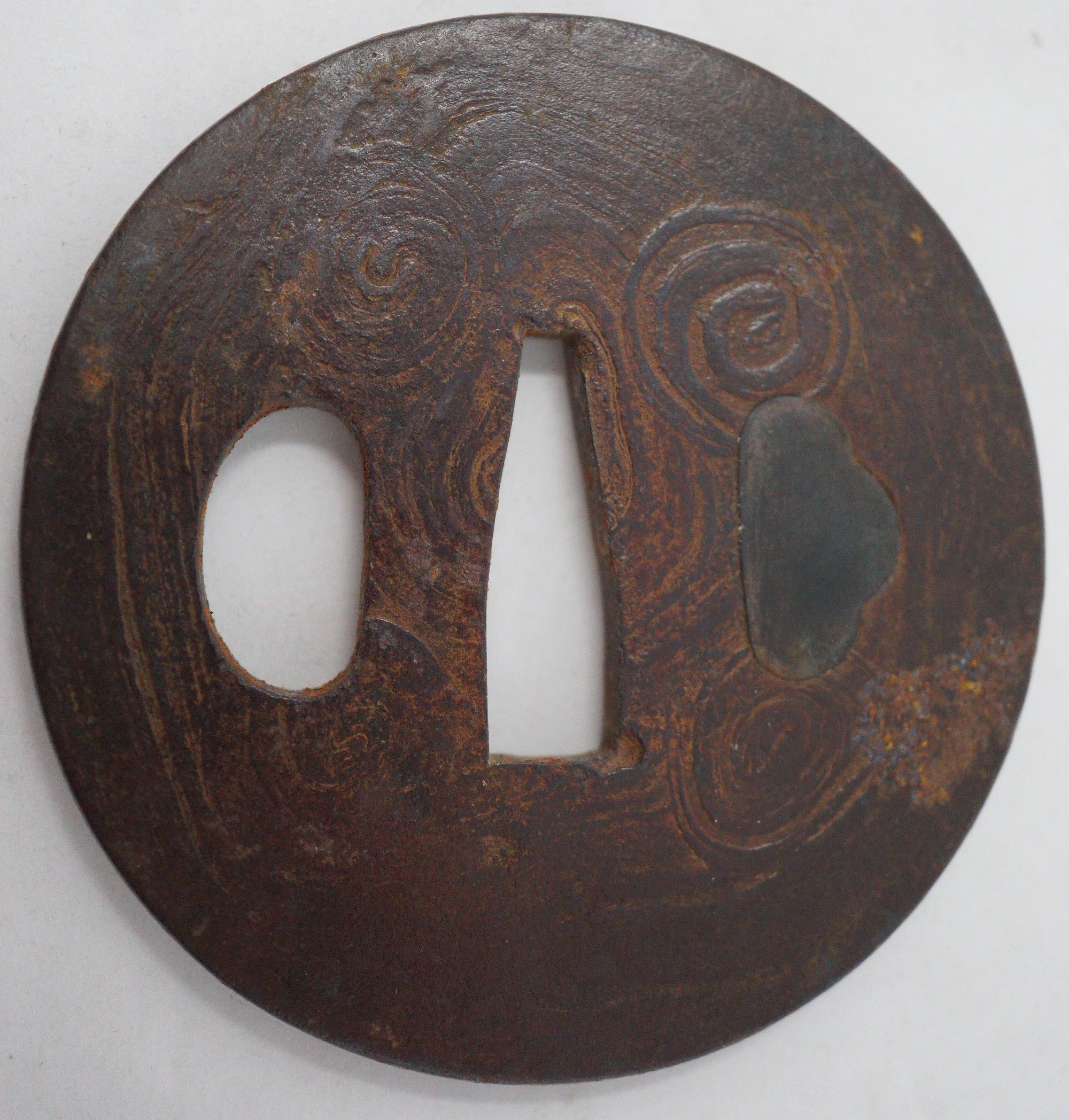 Japanese Iron Tsuba Guard for Katana or Wakizashi Sword Wooden-Design from Japan 0228E17