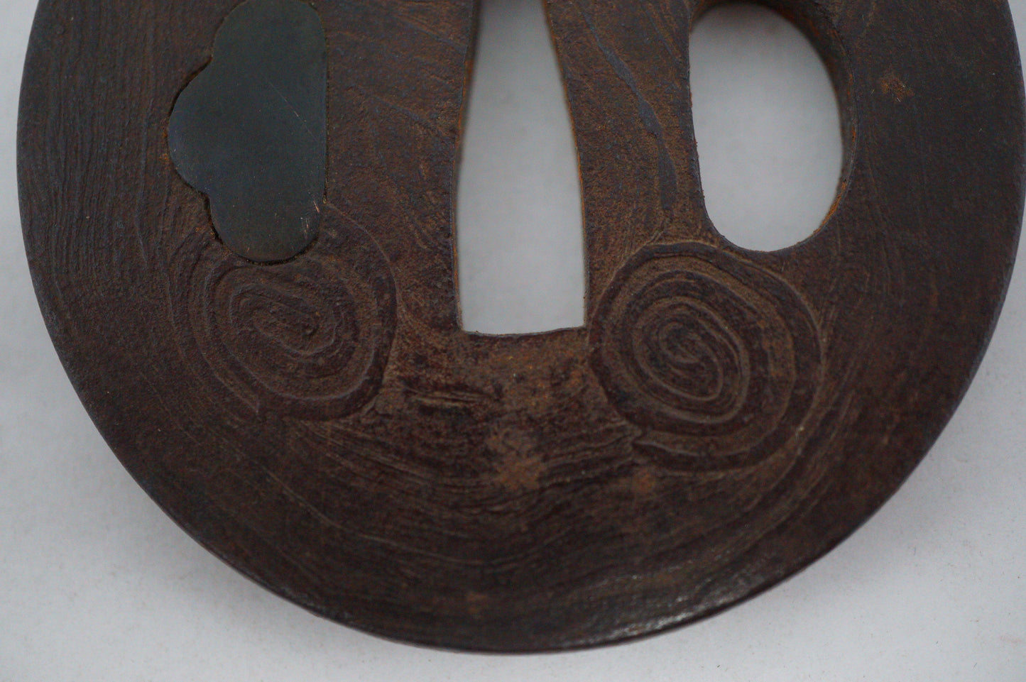 Japanese Iron Tsuba Guard for Katana or Wakizashi Sword Wooden-Design from Japan 0228E17